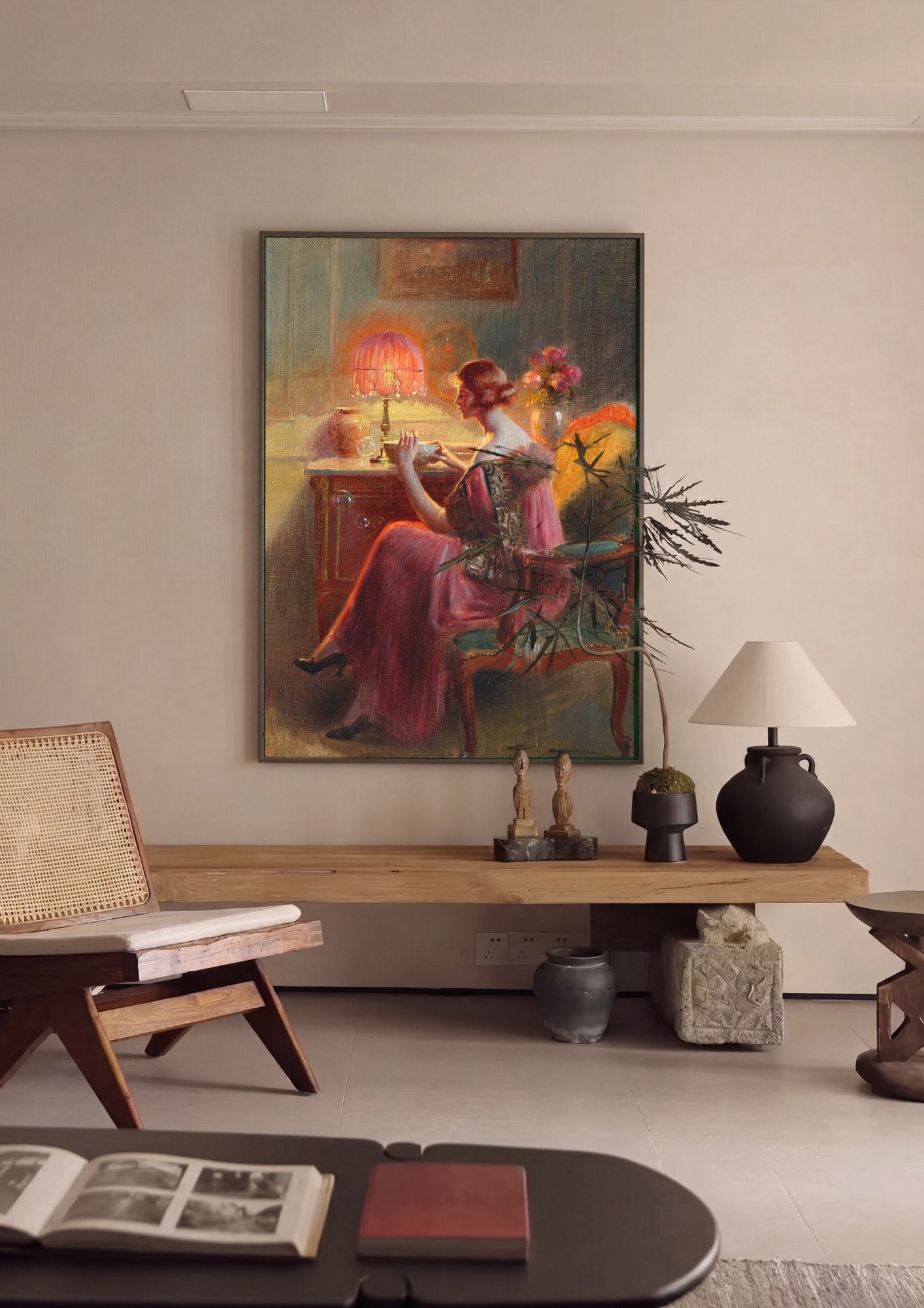 Quadro Decorativo A Dama e a Lâmpada - Delphin Enjolras em ambiente decorado