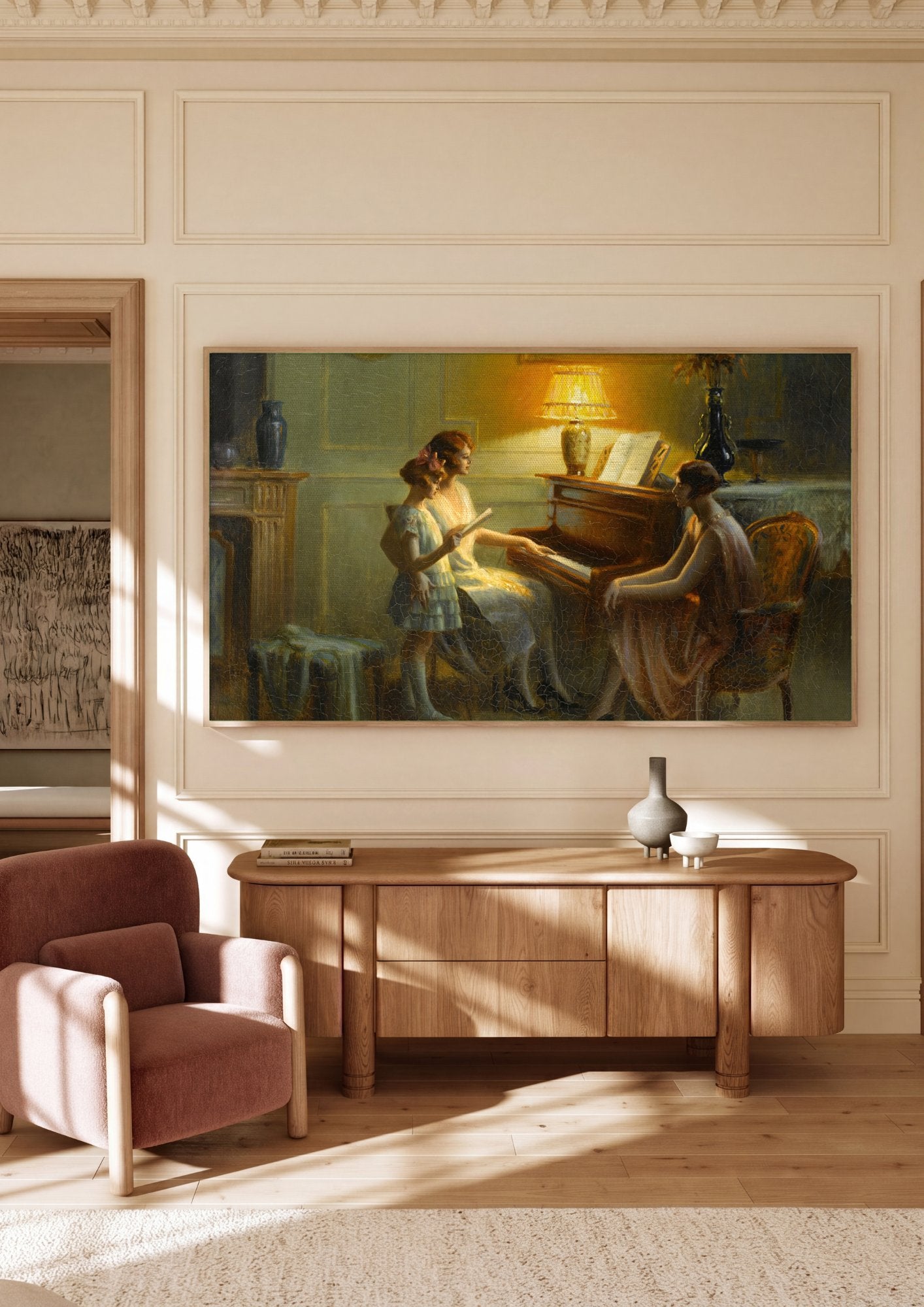 Quadro Decorativo A Seresta Familiar - Delphin Enjolras em ambiente decorado