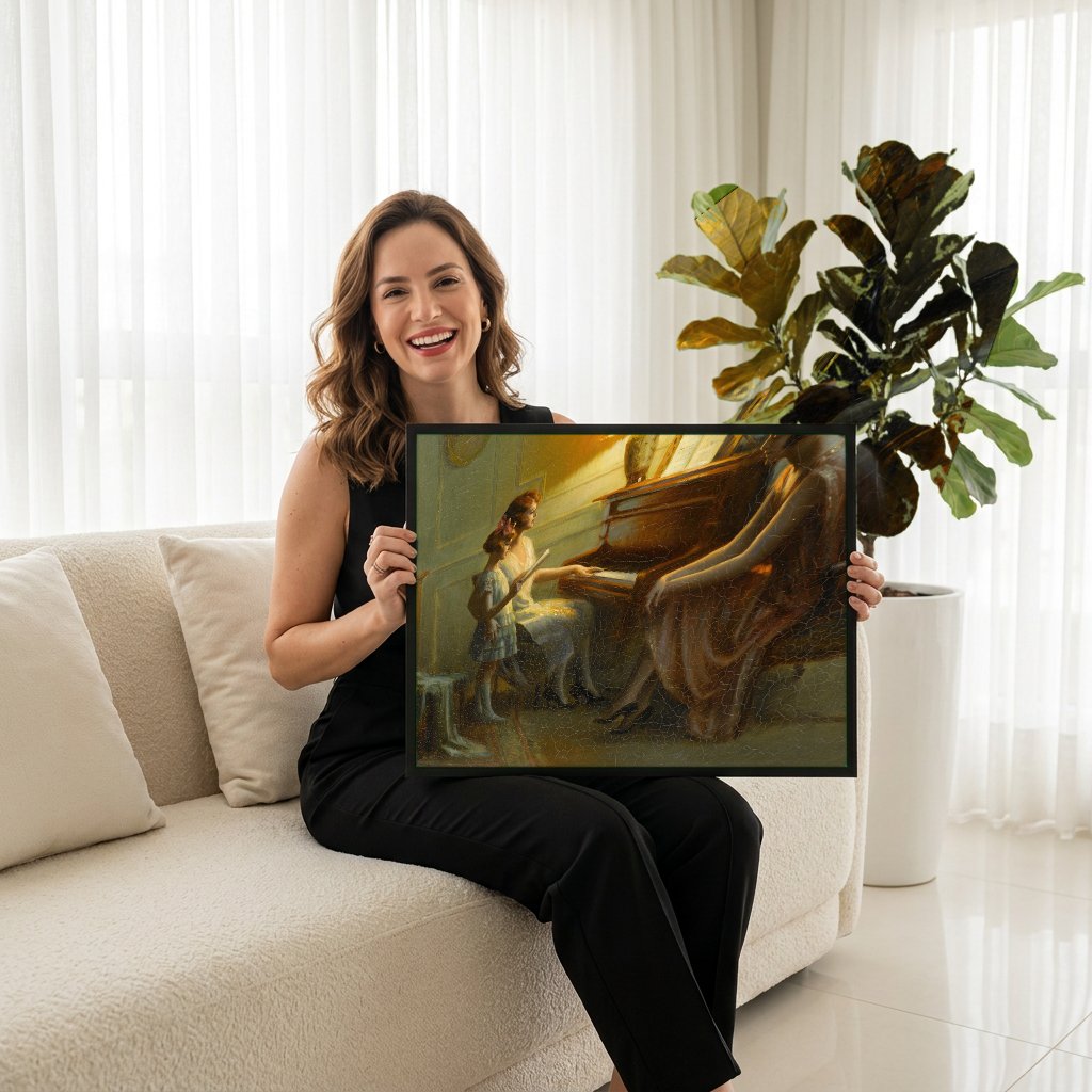 Quadro Decorativo A Seresta Familiar - Delphin Enjolras com modelo em ambiente