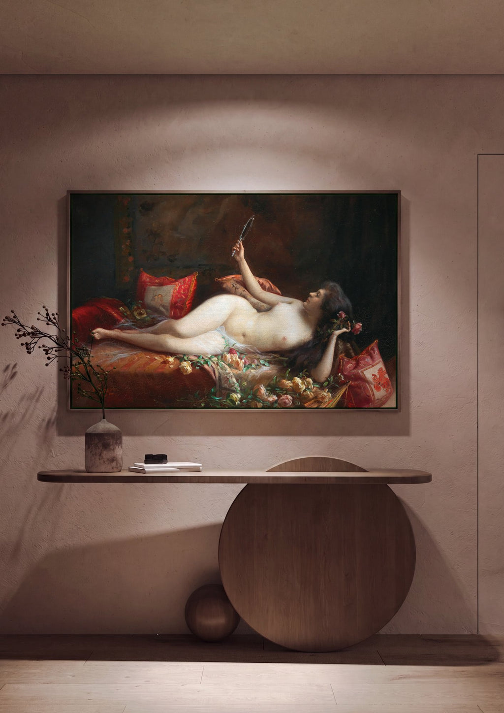Quadro Decorativo Mulher com Espelho - Delphin Enjolras em ambiente decorado