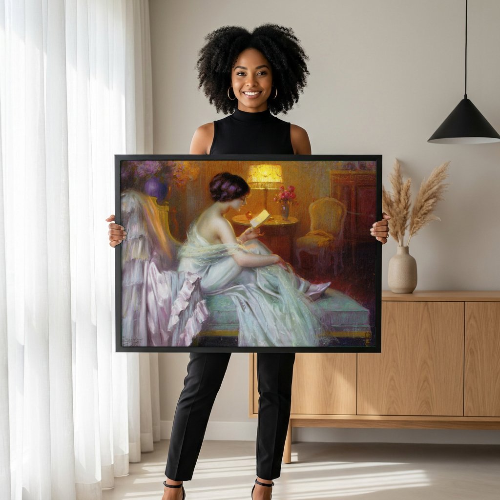 Quadro Decorativo A Leitura da Carta - Delphin Enjolras com modelo em ambiente