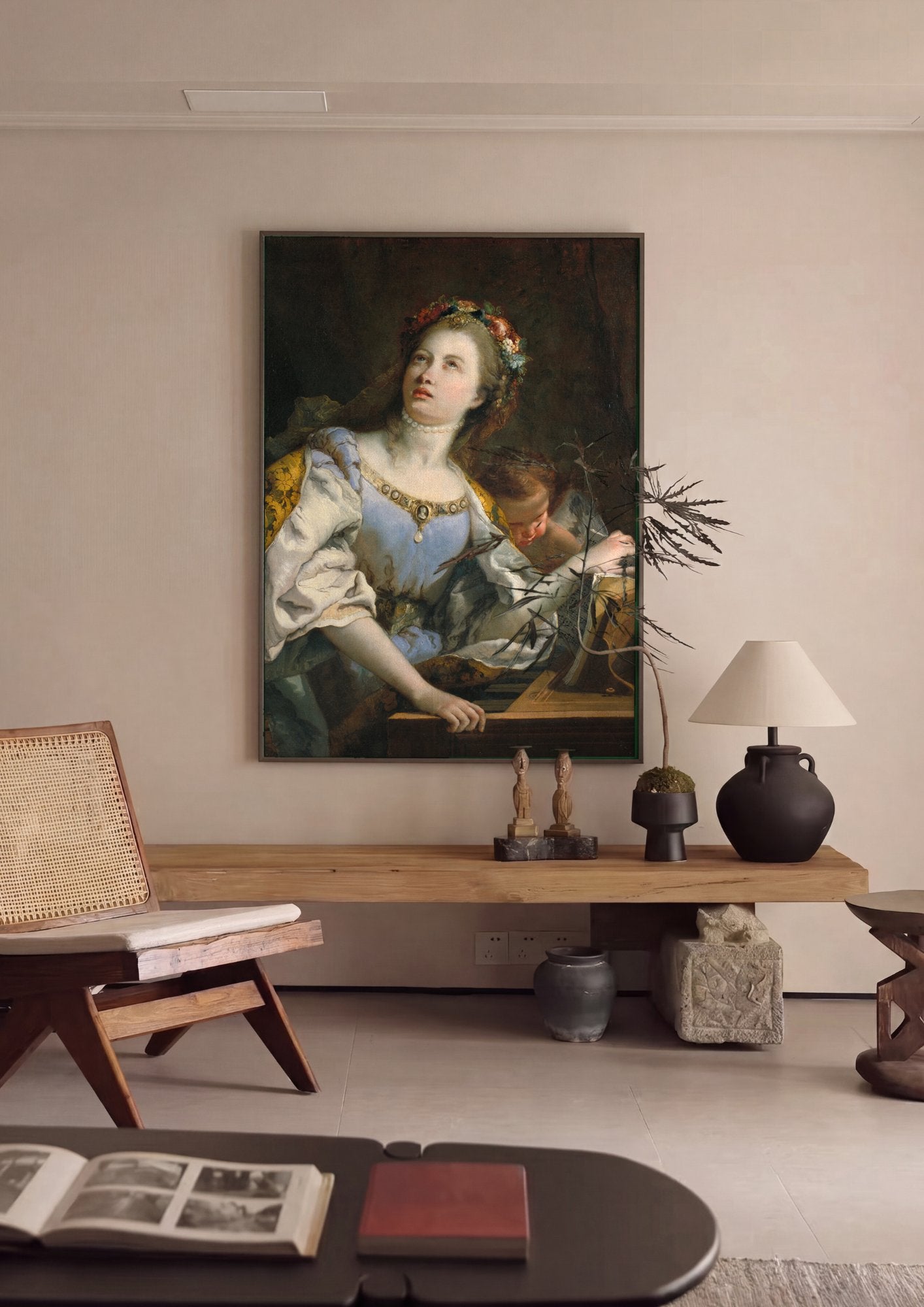 Quadro Decorativo A Música (Allegoria della Musica) - Tiepolo em ambiente decorado