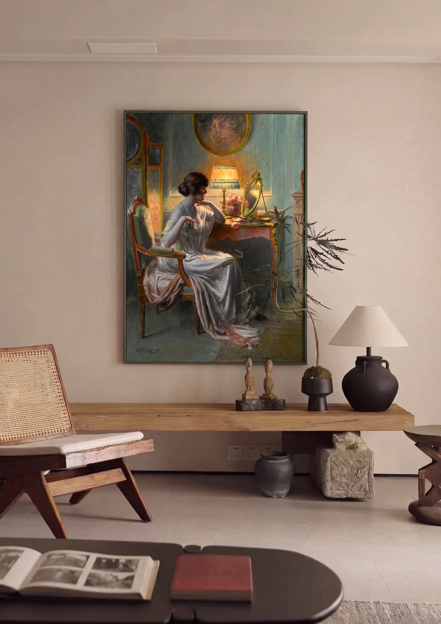 Quadro Decorativo A Dama e o Espelho - Delphin Enjolras em ambiente decorado