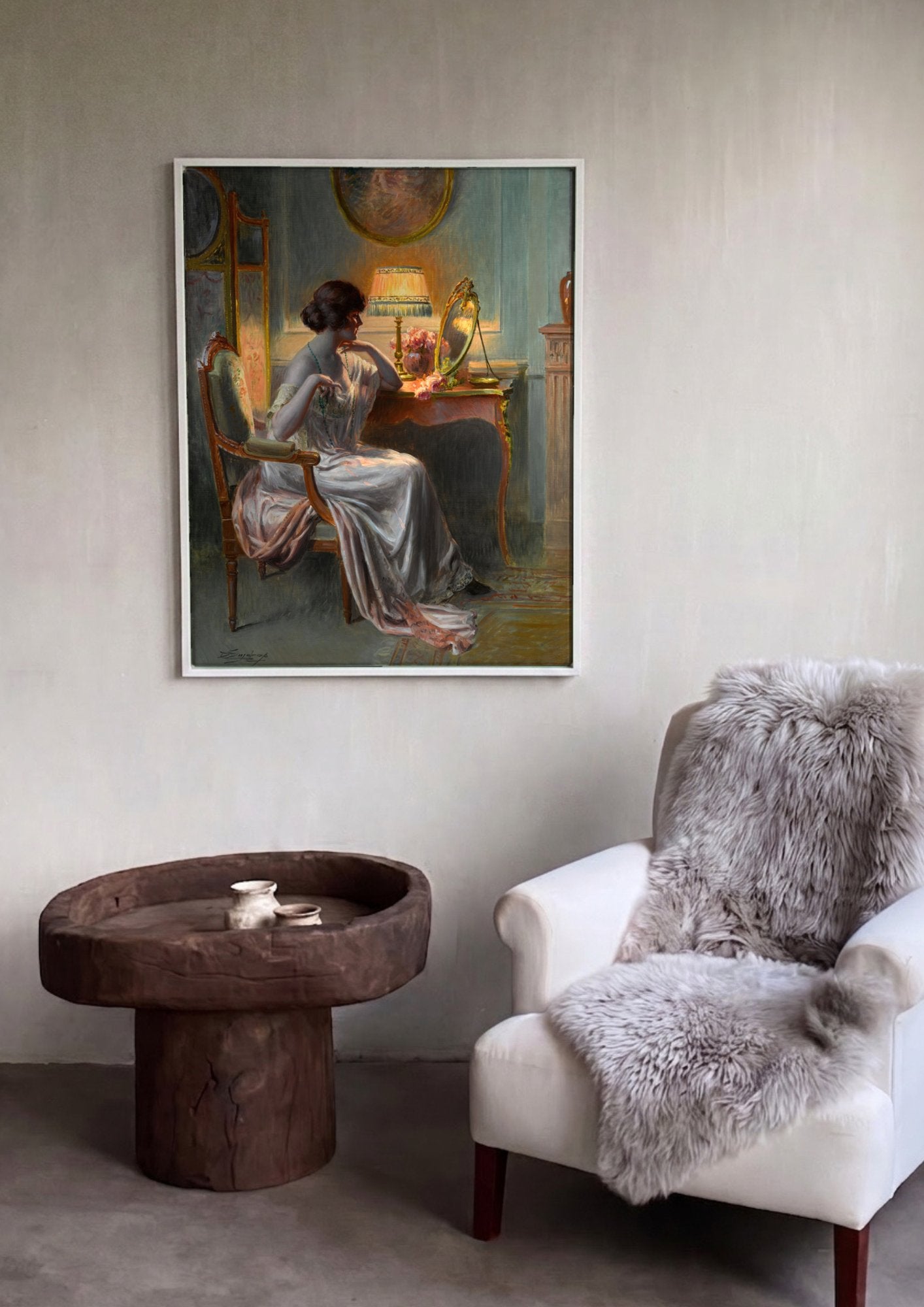 Quadro Decorativo A Dama e o Espelho - Delphin Enjolras em ambiente decorado