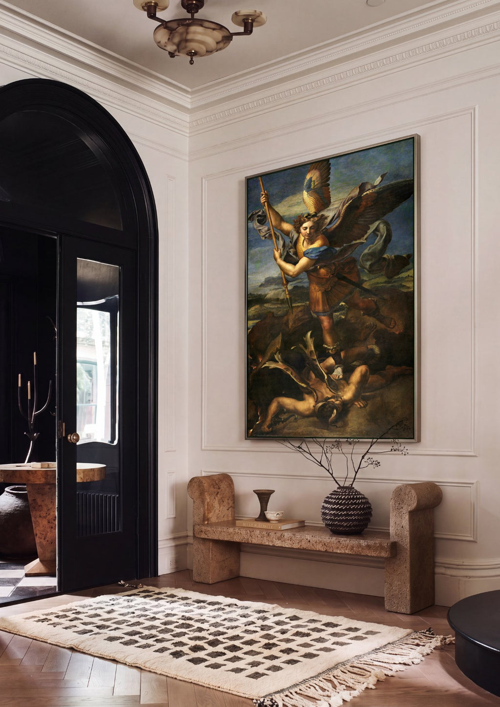 Quadro Decorativo São Miguel Arcanjo Derrotando o Demônio - Rafael em ambiente decorado