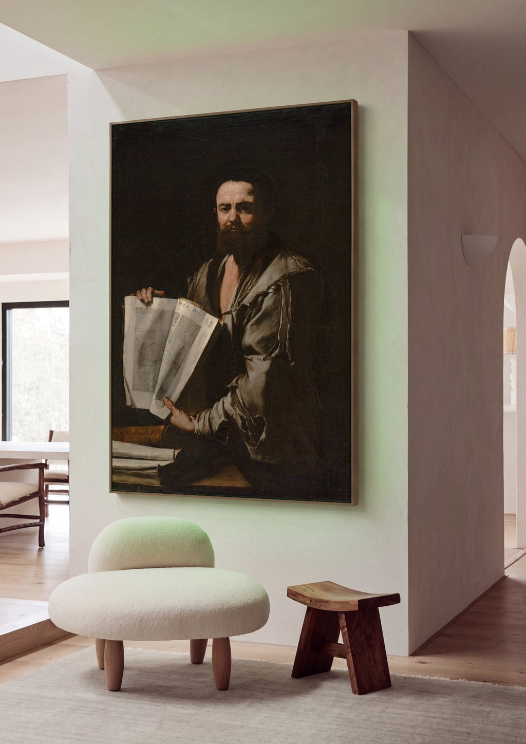 Quadro Decorativo O Geômetra (Arquimedes) - Jusepe de Ribera em ambiente decorado
