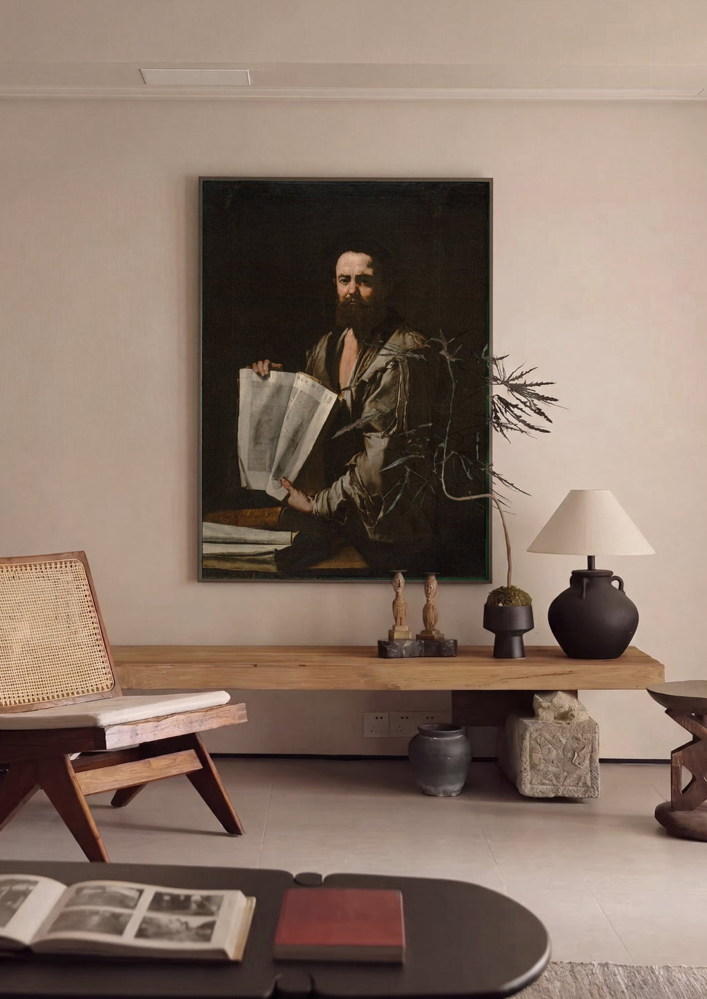 Quadro Decorativo O Geômetra (Arquimedes) - Jusepe de Ribera em ambiente decorado