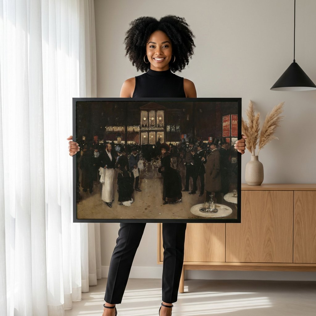 Quadro Decorativo A Saída do Théâtre des Variétés - Jean Béraud com modelo em ambiente
