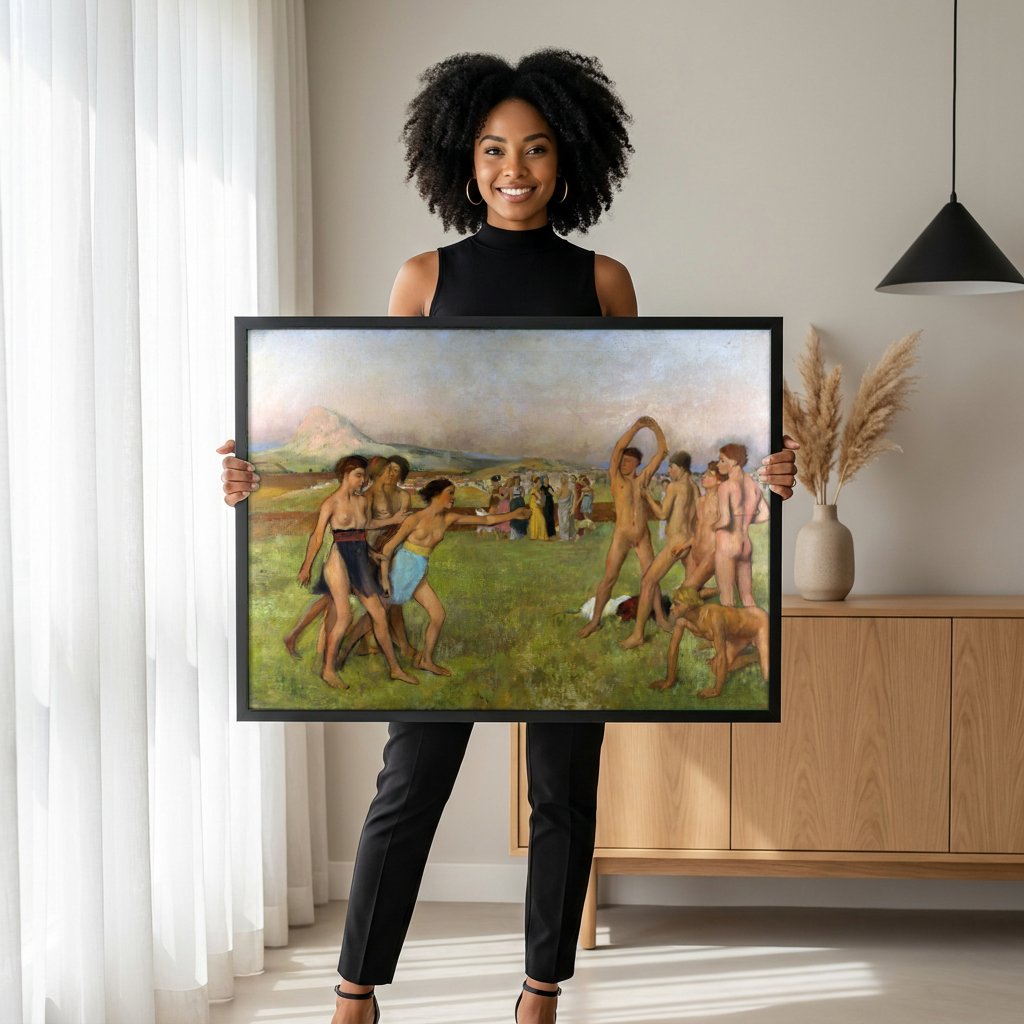 Quadro Decorativo Jovens Espartanas - Edgar Degas com modelo em ambiente