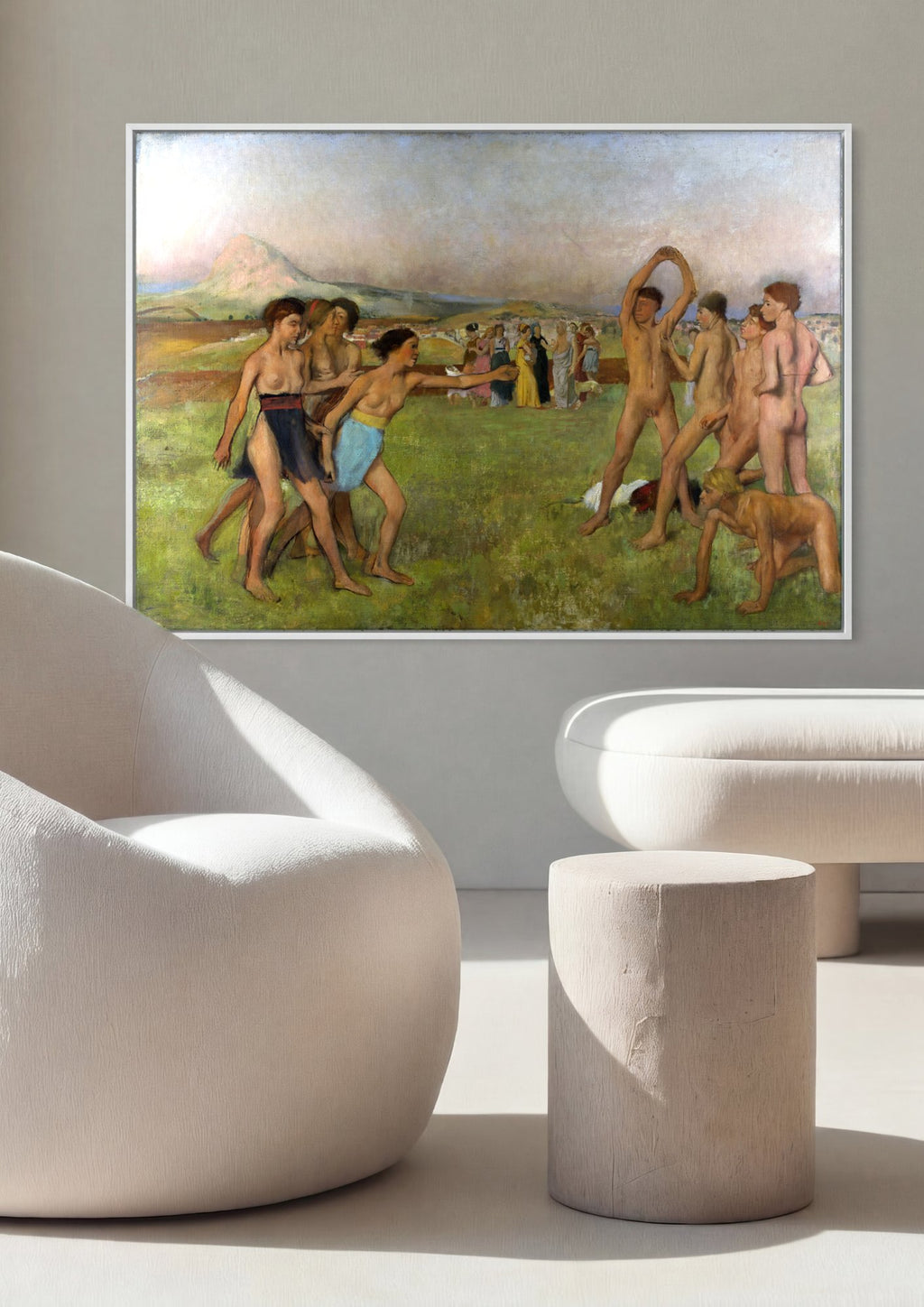 Quadro Decorativo Jovens Espartanas - Edgar Degas em ambiente decorado