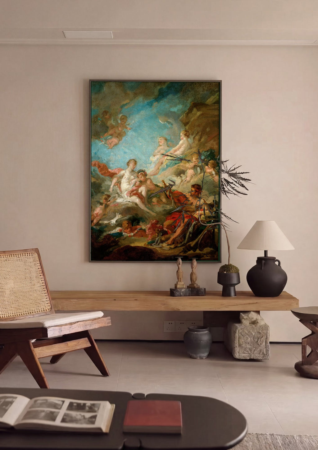 Quadro Decorativo Apolo Revelando sua Divindade a Isse - Boucher em ambiente decorado
