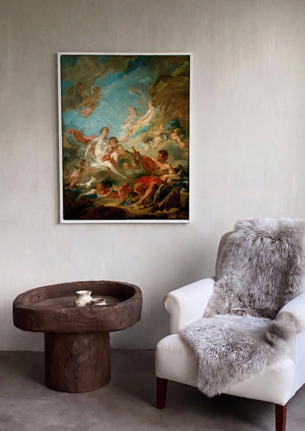 Quadro Decorativo Apolo Revelando sua Divindade a Isse - Boucher em ambiente decorado