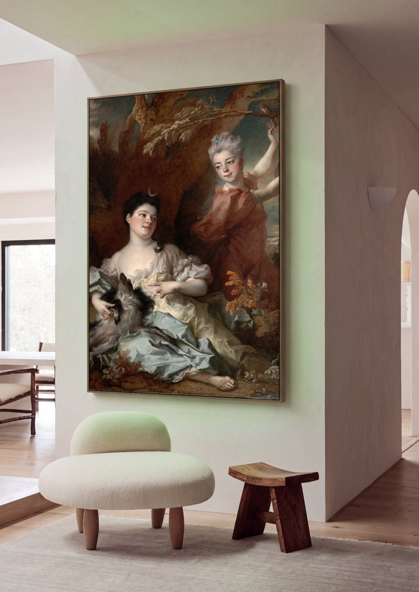 Quadro Decorativo Duas Mulheres como Diana e uma Ninfa - Largillière em ambiente decorado