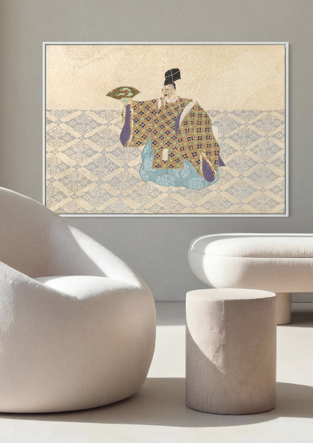 Quadro Decorativo Figura Japonesa Tradicional - Kamisaka Sekka em ambiente decorado