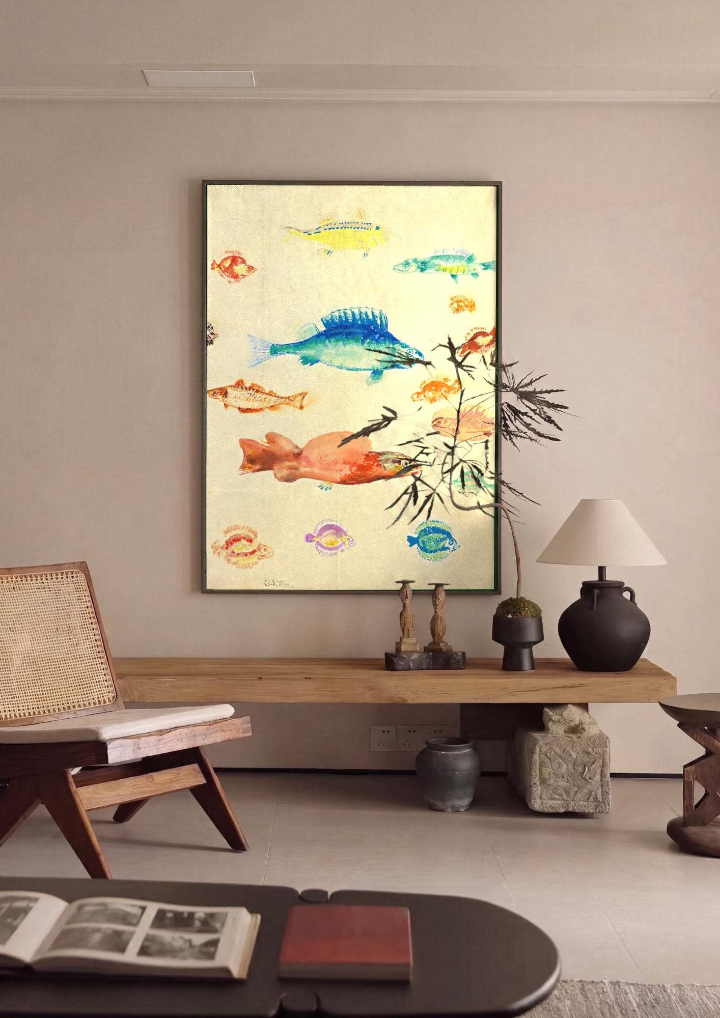 Quadro Decorativo Estudos de Peixes - Odilon Redon em ambiente decorado