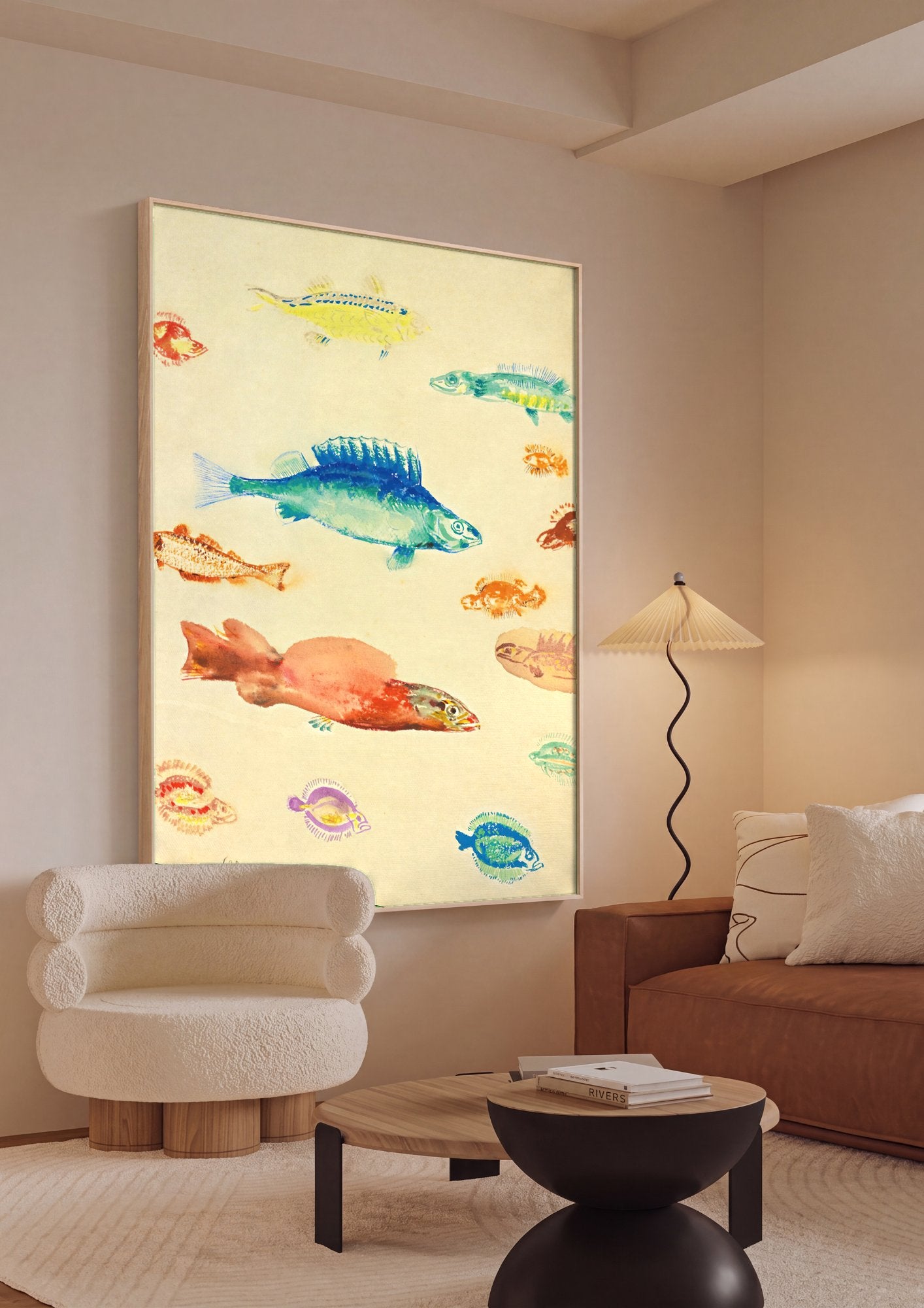 Quadro Decorativo Estudos de Peixes - Odilon Redon em ambiente decorado