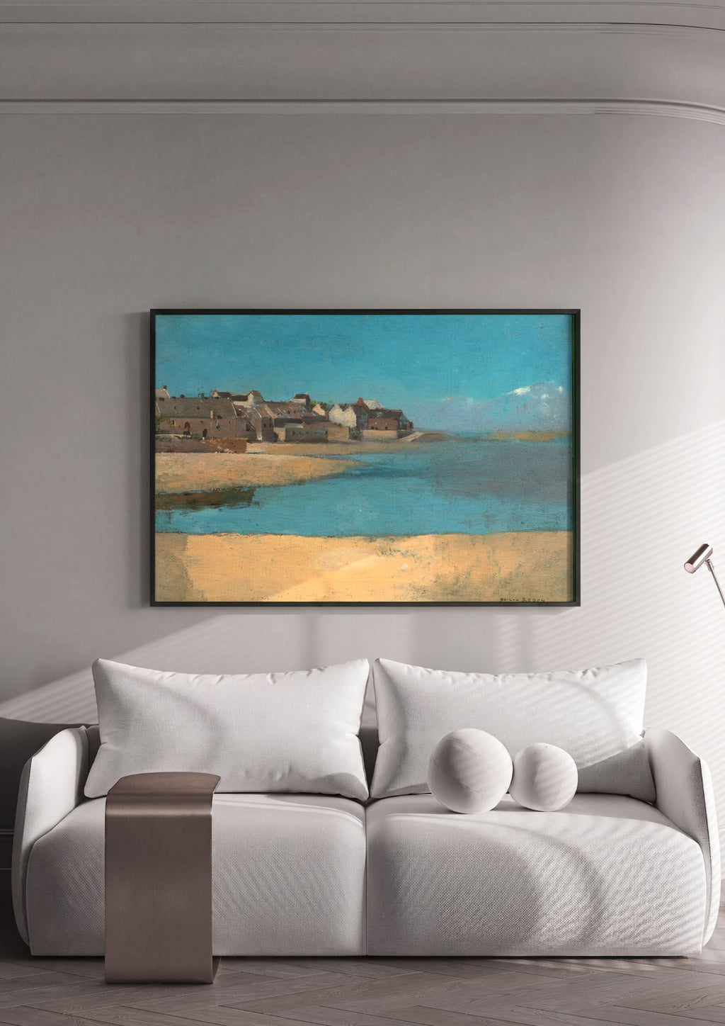 Quadro Decorativo Paisagem Costeira - Odilon Redon em ambiente decorado