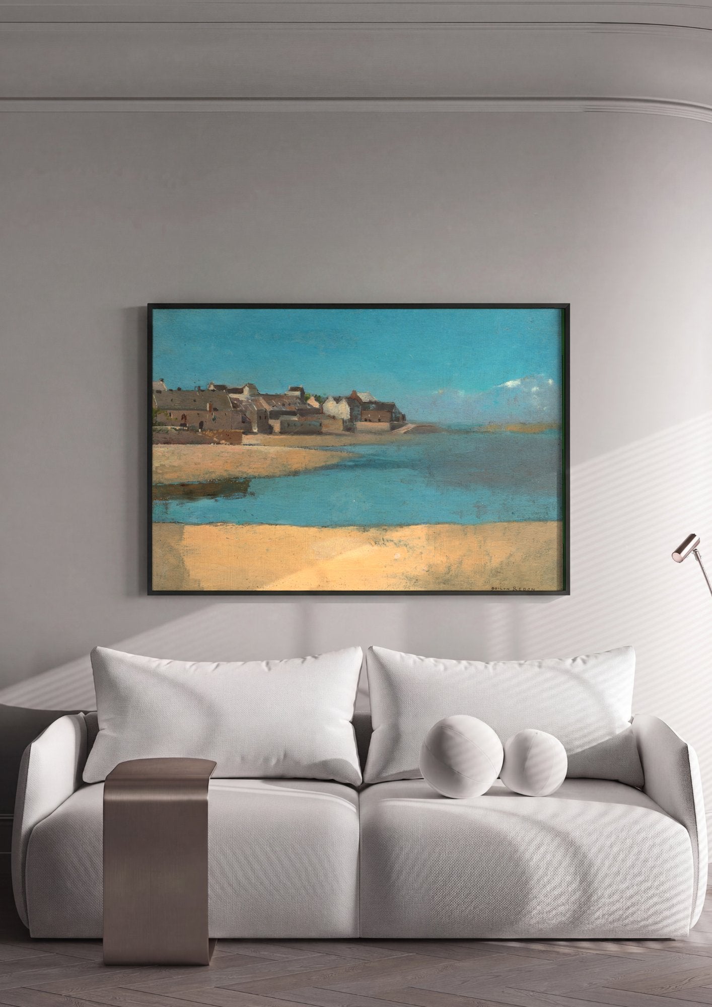 Quadro Decorativo Paisagem Costeira - Odilon Redon em ambiente decorado