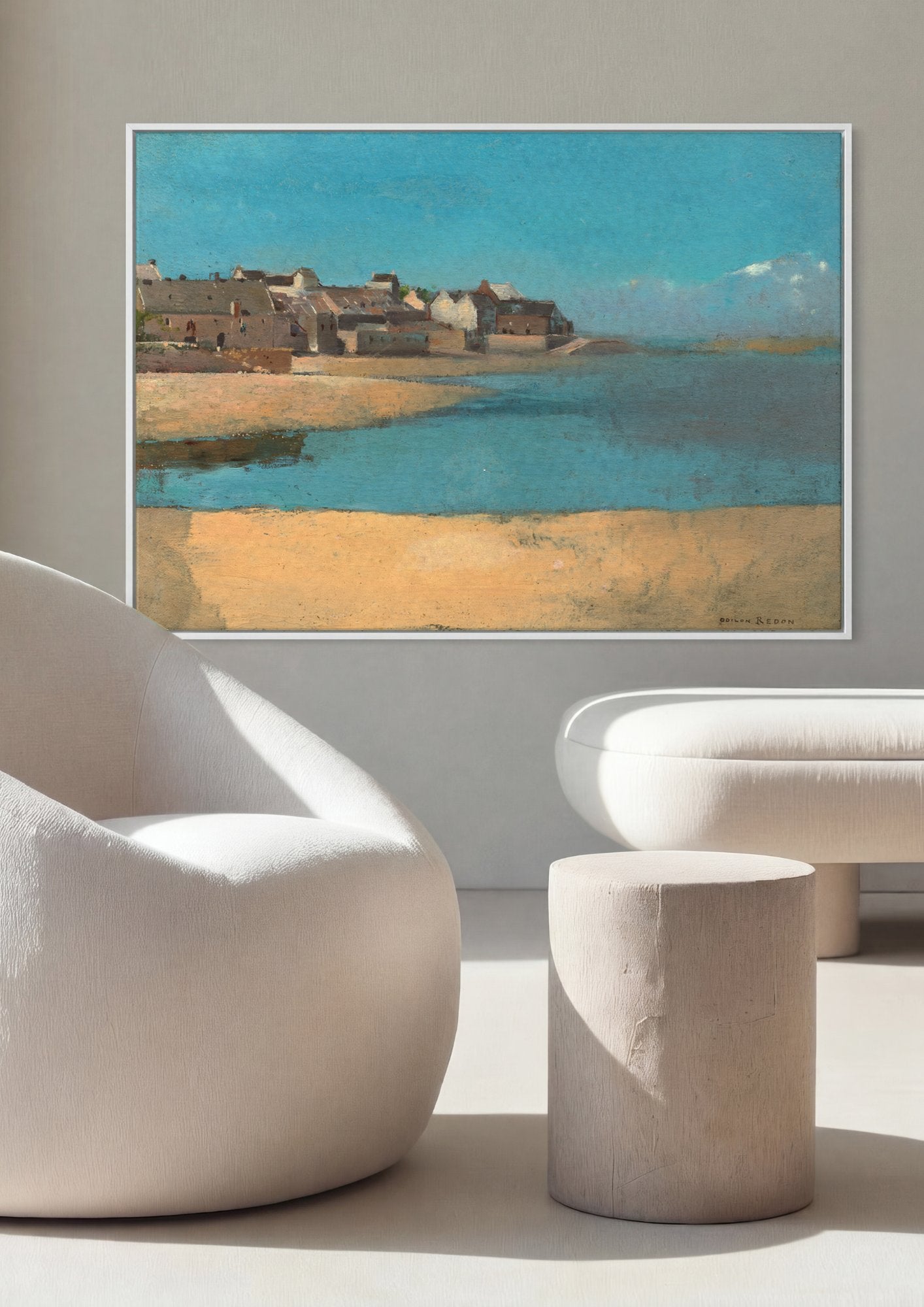 Quadro Decorativo Paisagem Costeira - Odilon Redon em ambiente decorado