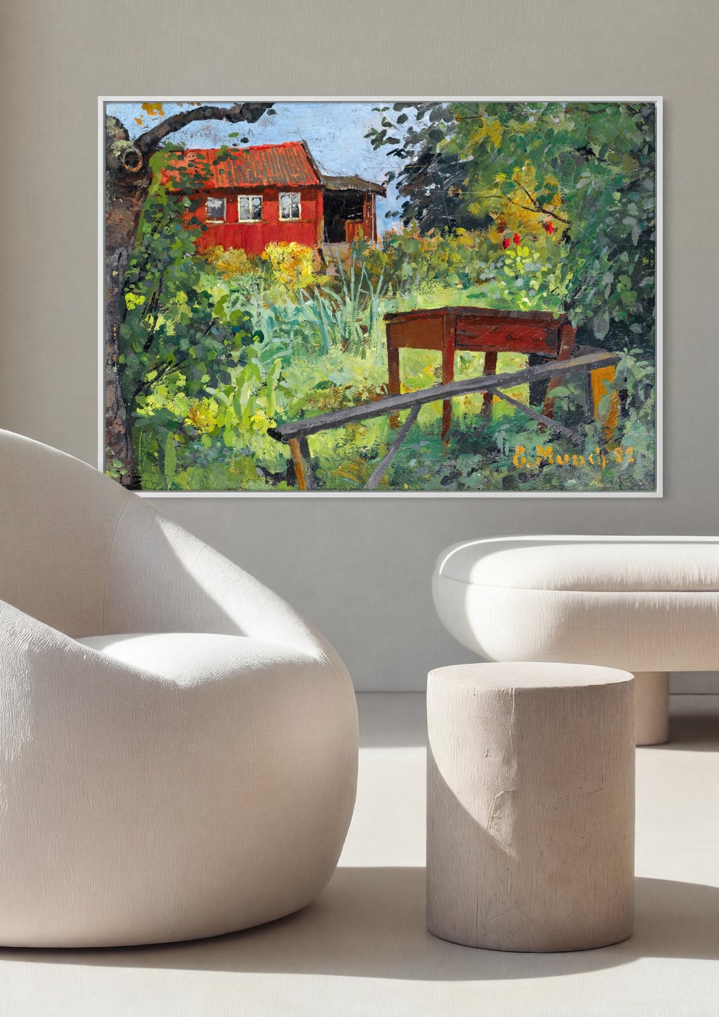 Quadro Decorativo Casa Vermelha e Jardim - Edvard Munch em ambiente decorado