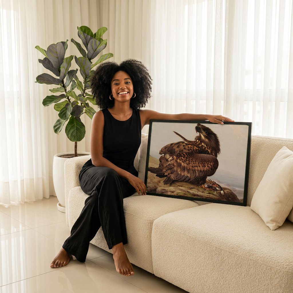 Quadro Decorativo Águia-rabilonga - Ferdinand von Wright com modelo em ambiente