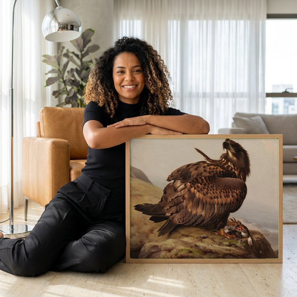 Quadro Decorativo Águia-rabilonga - Ferdinand von Wright com modelo em ambiente
