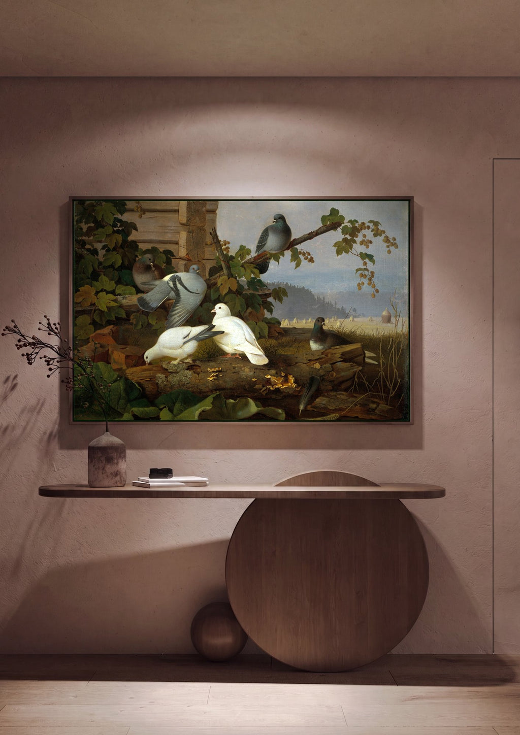 Quadro Decorativo Pombos no Campo - Ferdinand von Wright em ambiente decorado