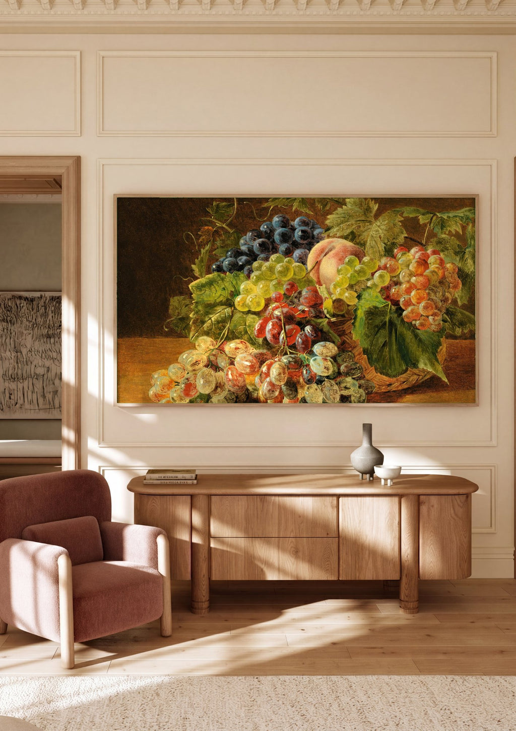 Quadro Decorativo Cesto de Frutas - Ferdinand Georg Waldmüller em ambiente decorado
