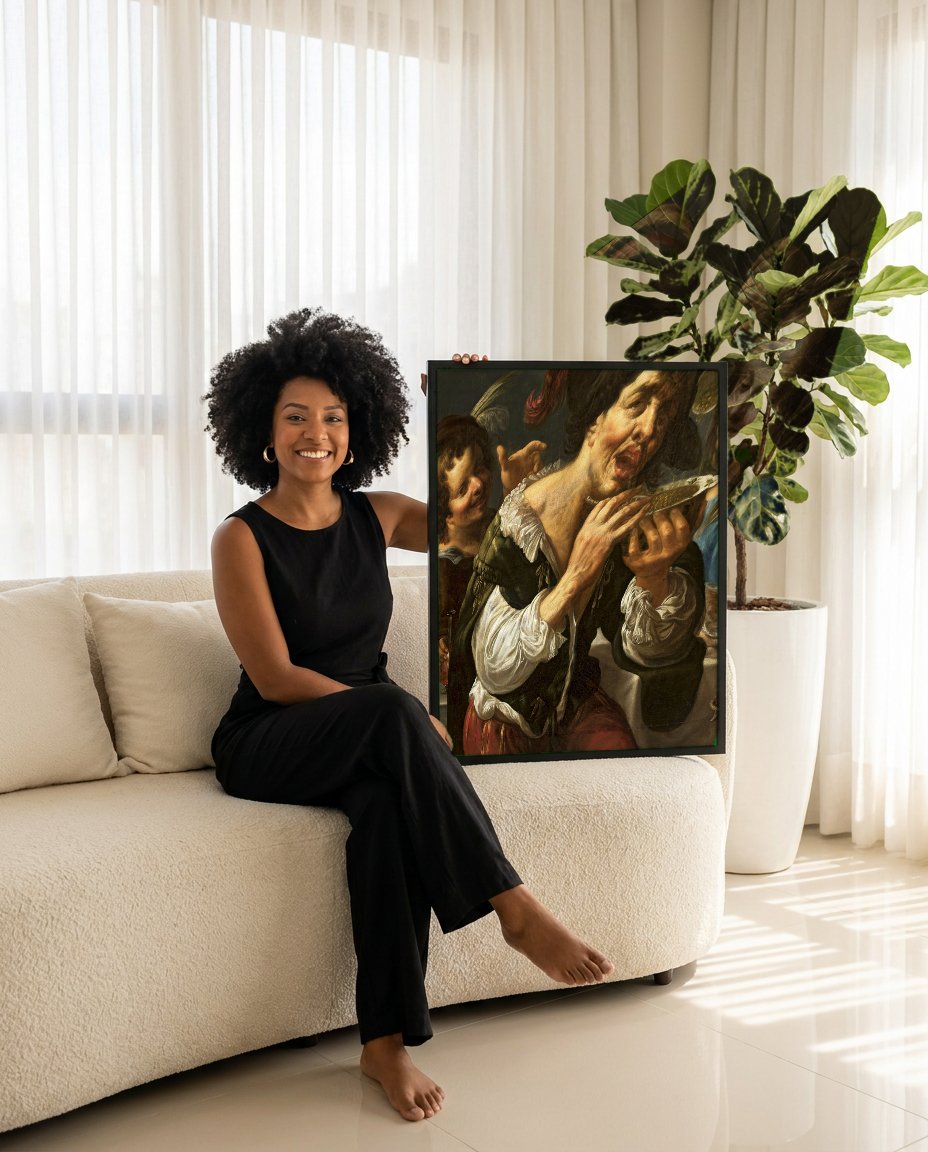 Quadro Decorativo Georges e a Tigela de Caldo - Georges Lallemant com modelo em ambiente