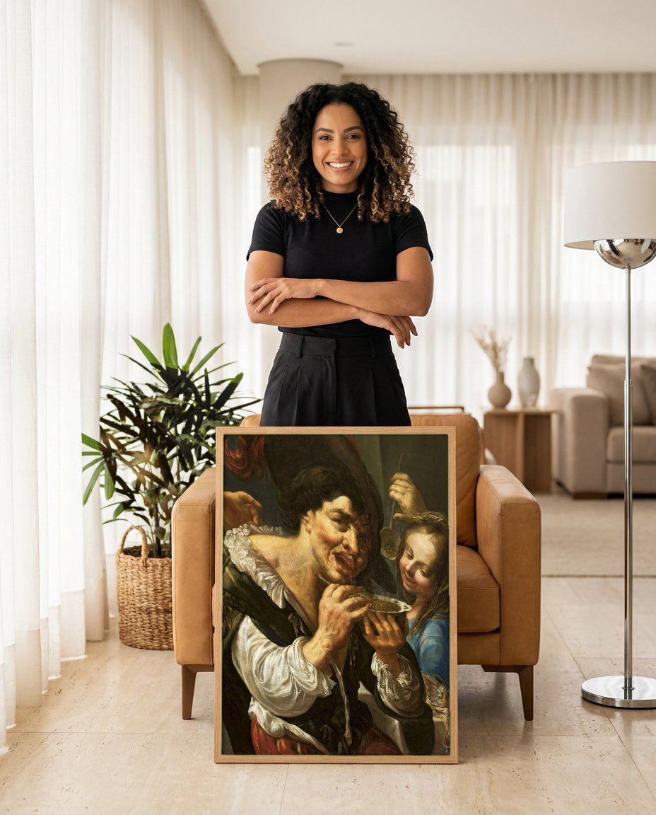 Quadro Decorativo Georges e a Tigela de Caldo - Georges Lallemant com modelo em ambiente