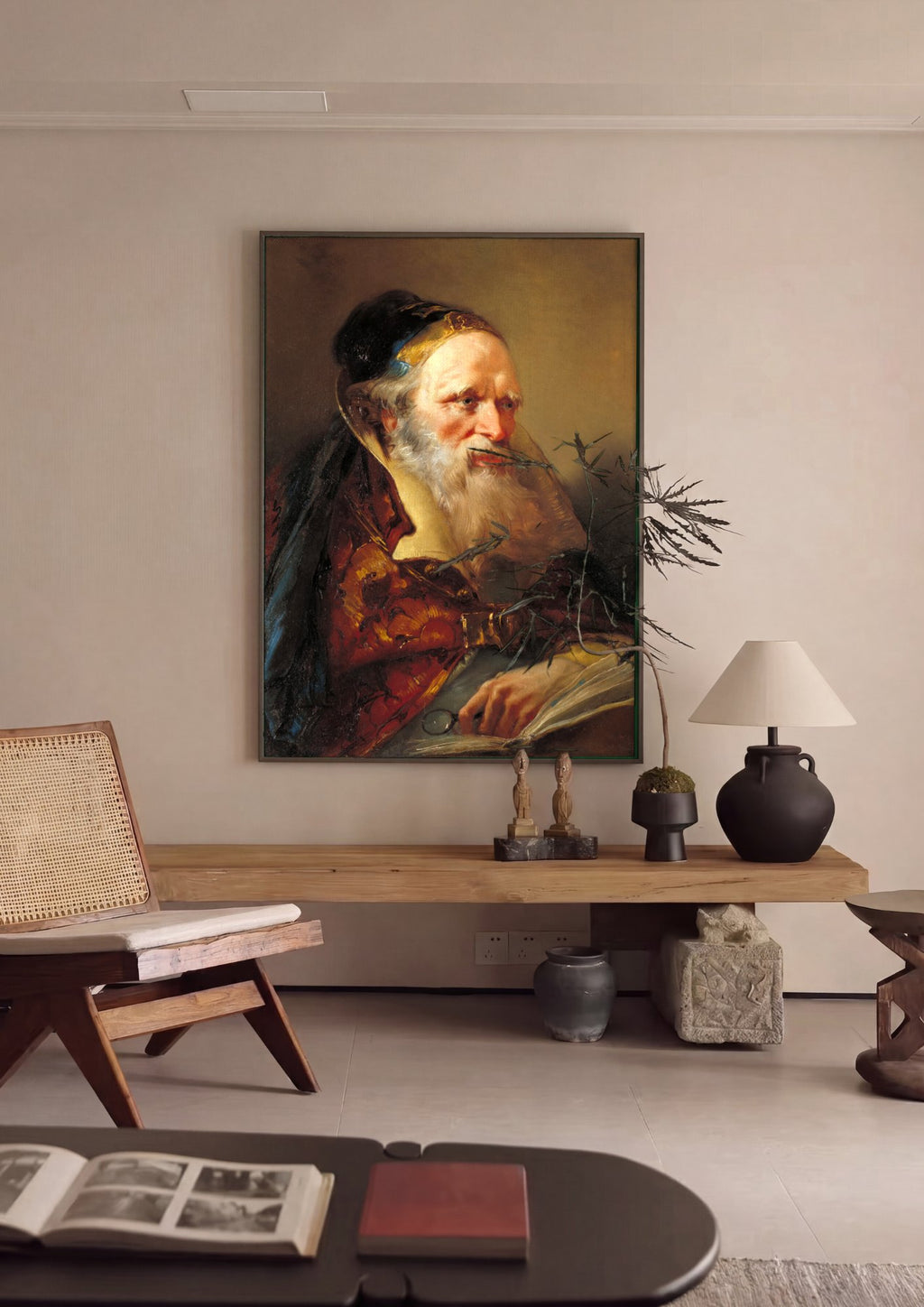 Quadro Decorativo 'O Filósofo' - Giovanni Domenico Tiepolo em ambiente decorado