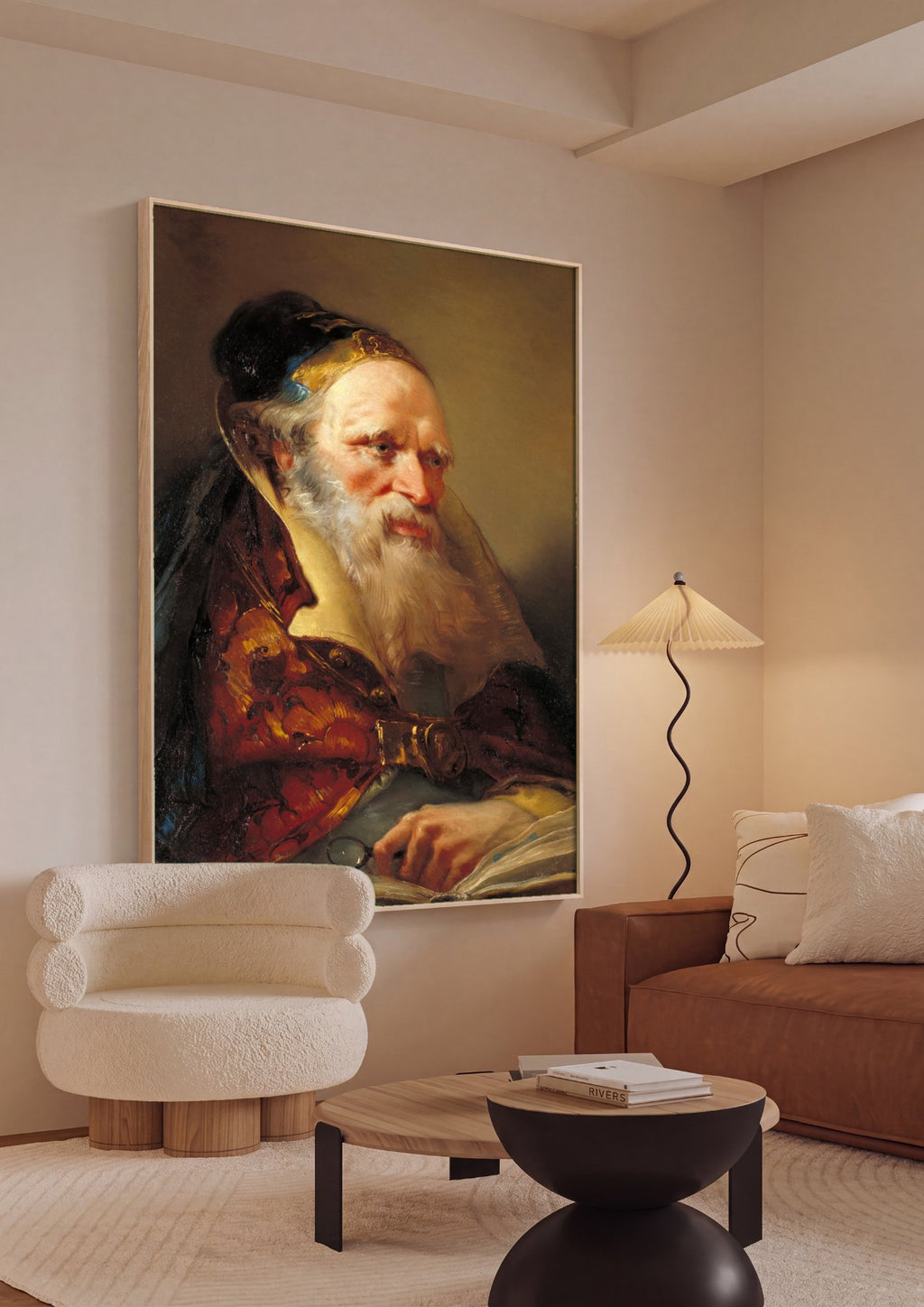 Quadro Decorativo 'O Filósofo' - Giovanni Domenico Tiepolo em ambiente decorado