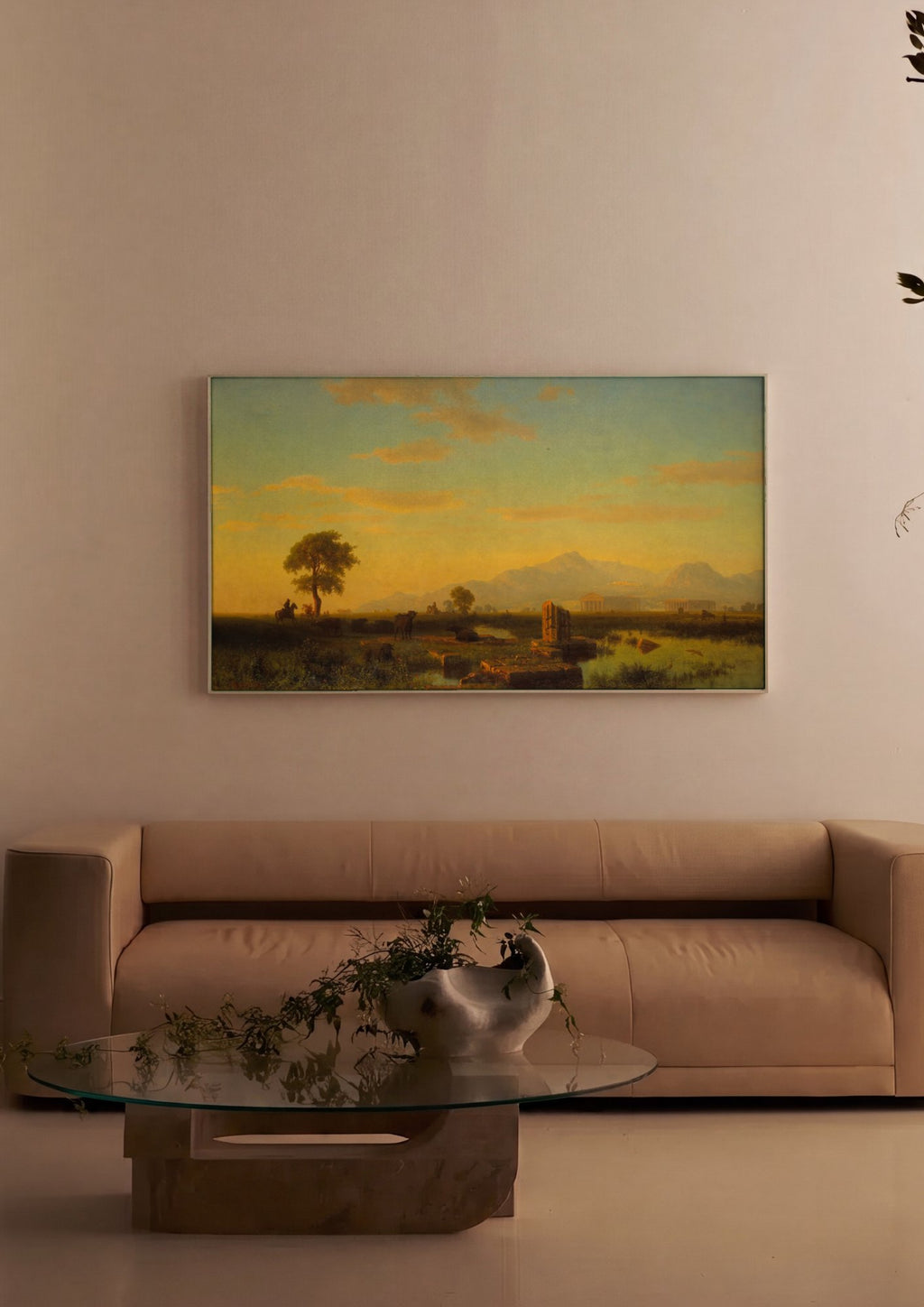 Quadro Decorativo Campo Romano ao Pôr do Sol - Albert Bierstadt em ambiente decorado