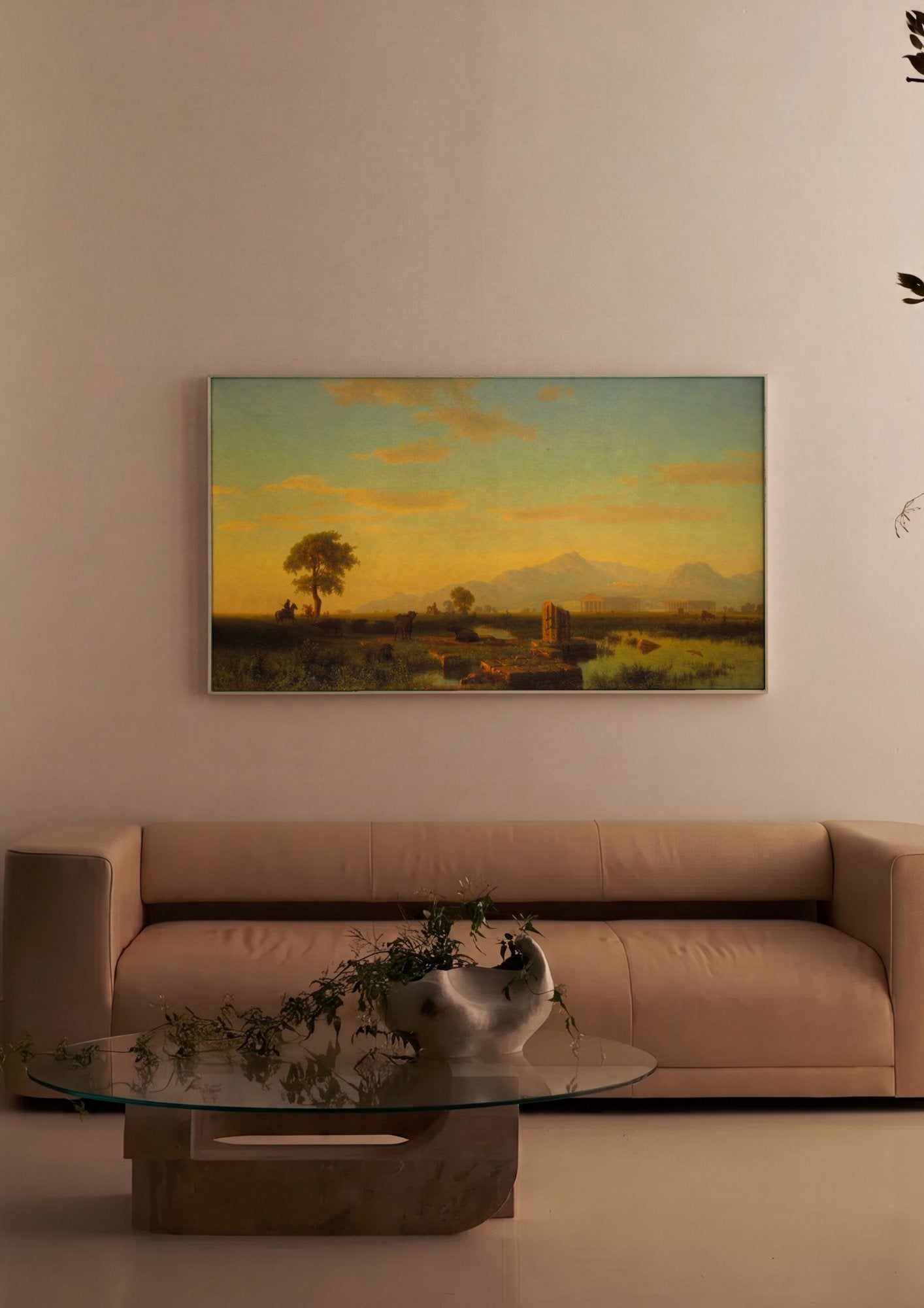 Quadro Decorativo Campo Romano ao Pôr do Sol - Albert Bierstadt em ambiente decorado