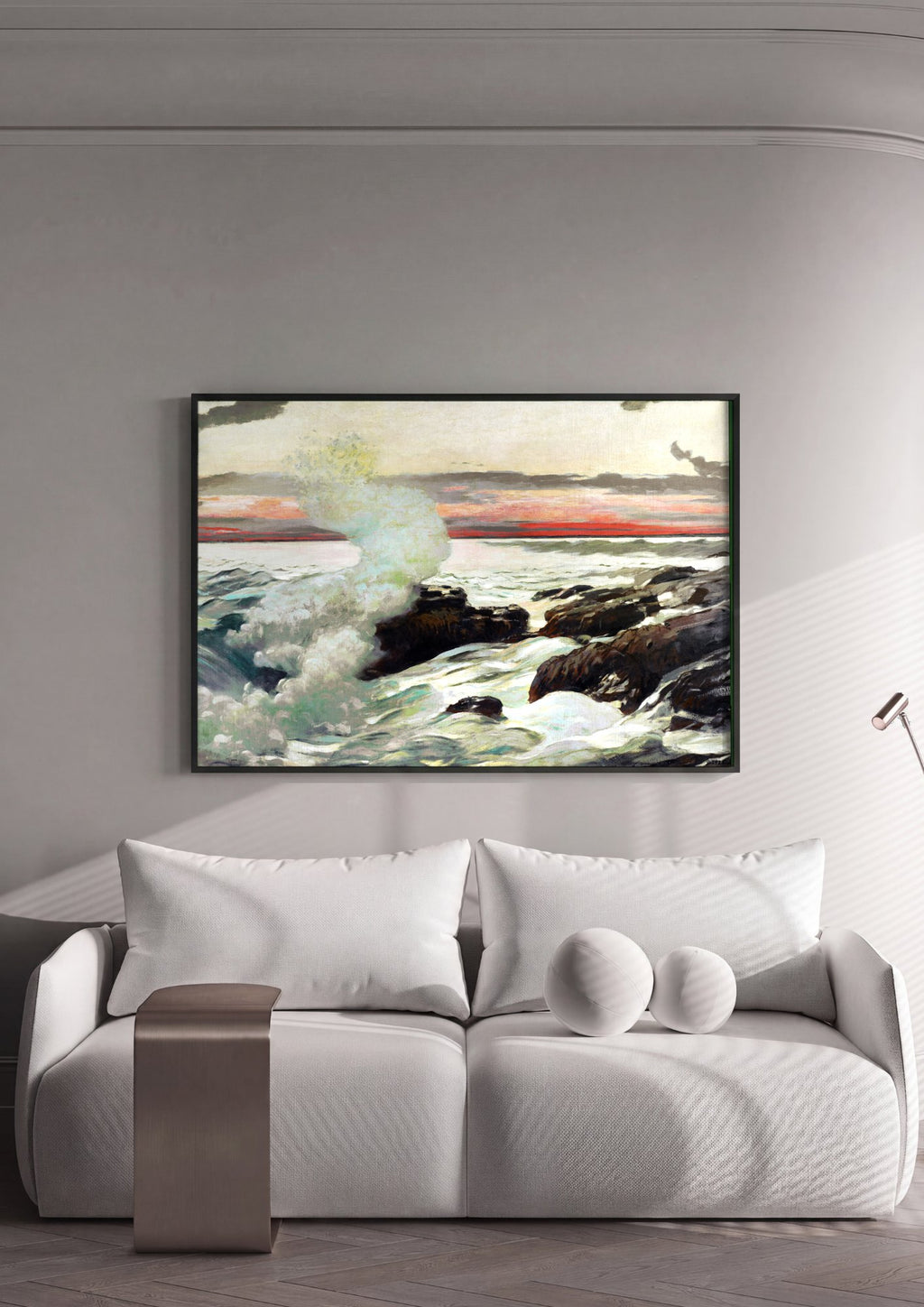Quadro Decorativo Mar Revolto ao Pôr do Sol - Winslow Homer em ambiente decorado