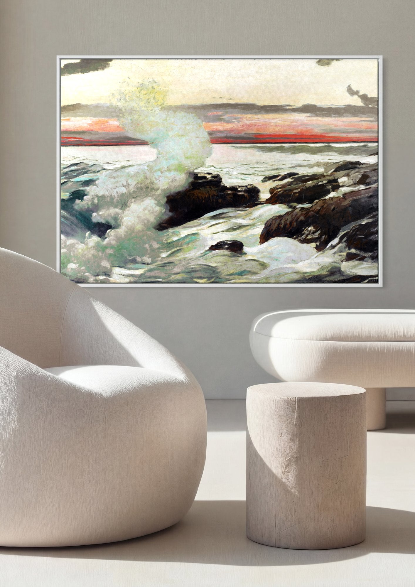 Quadro Decorativo Mar Revolto ao Pôr do Sol - Winslow Homer em ambiente decorado