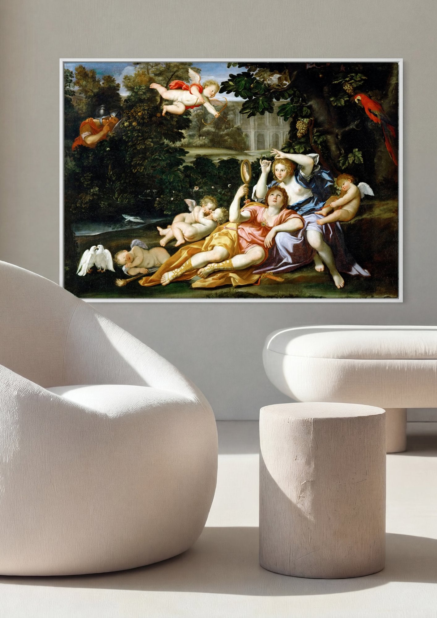 Quadro Decorativo A Toilette de Vênus - Domenichino em ambiente decorado