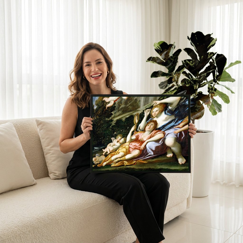 Quadro Decorativo A Toilette de Vênus - Domenichino com modelo em ambiente