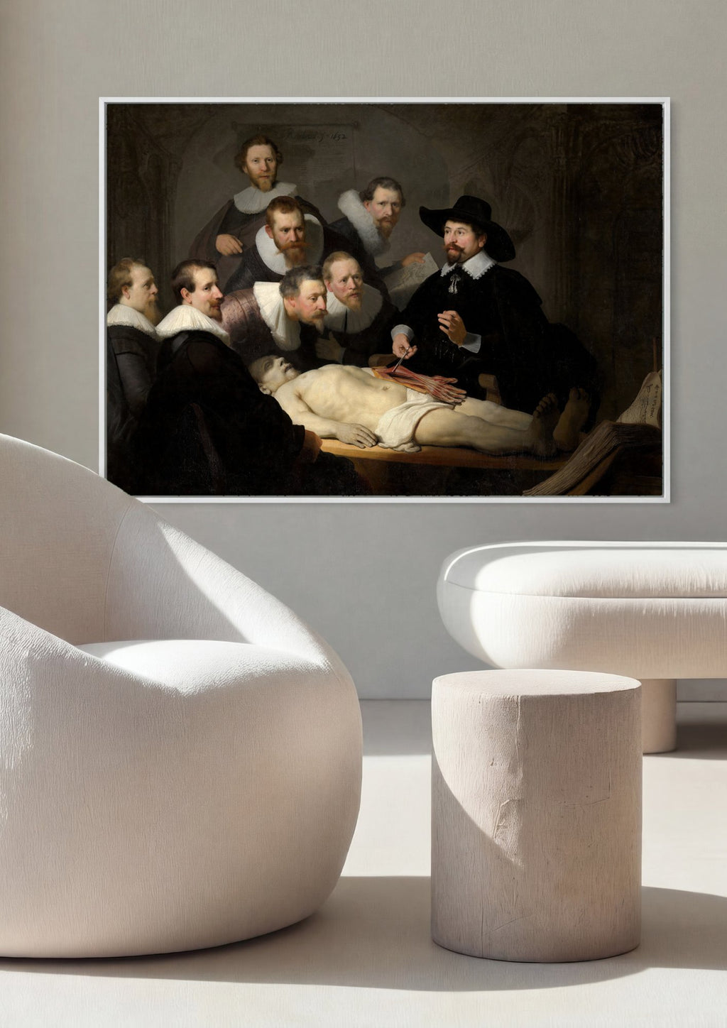 Quadro Decorativo A Lição de Anatomia do Dr. Tulp - Rembrandt em ambiente decorado