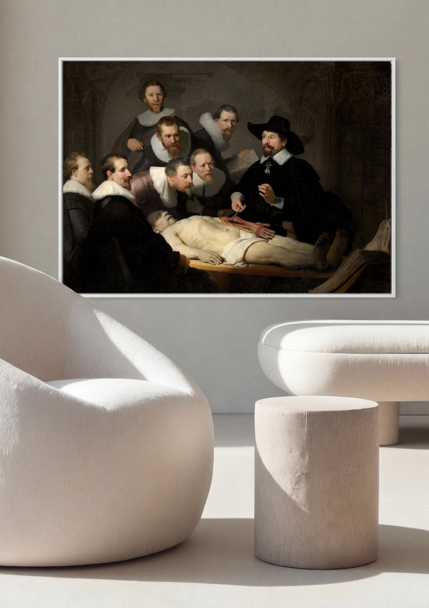 Quadro Decorativo A Lição de Anatomia do Dr. Tulp - Rembrandt em ambiente decorado