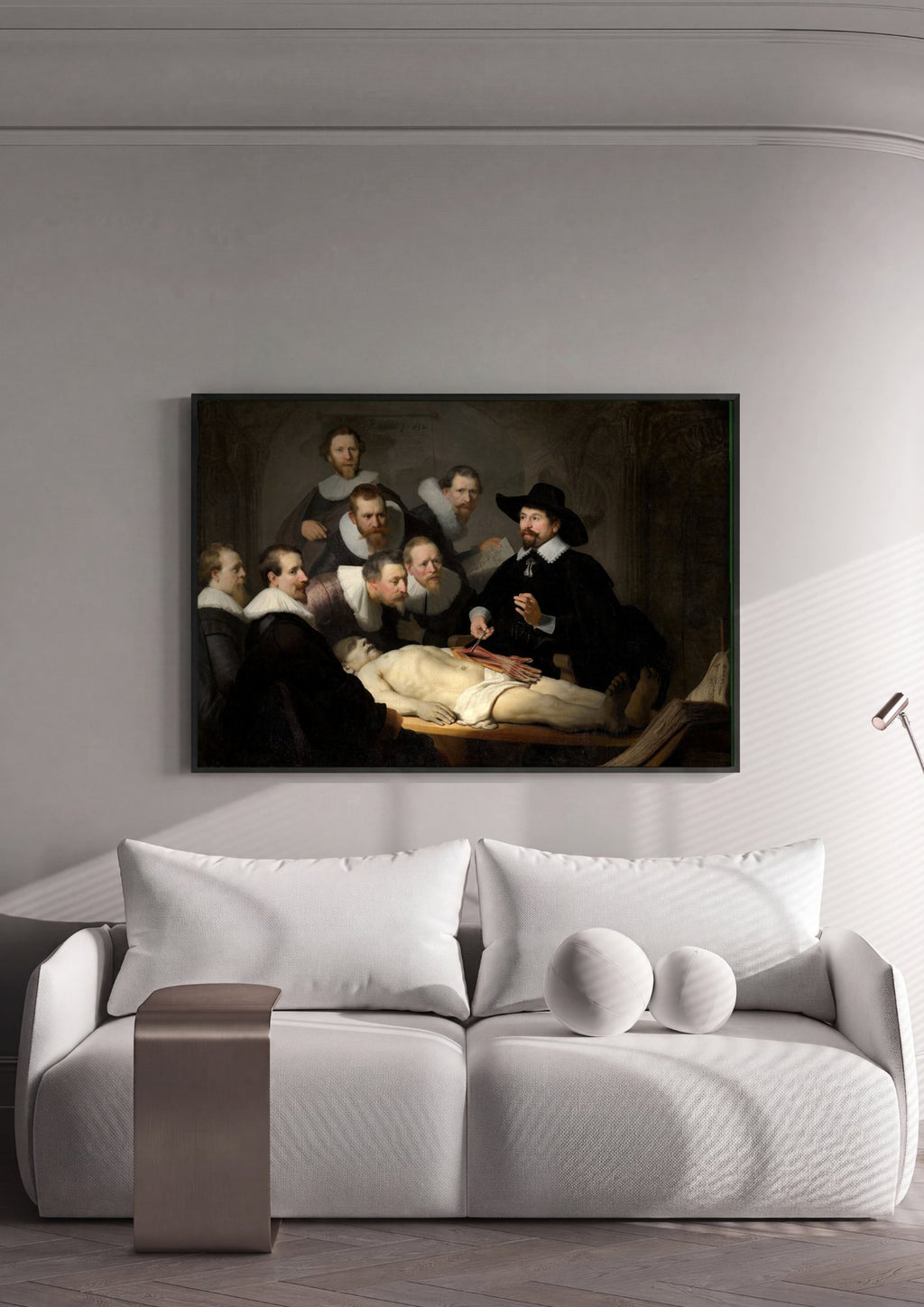 Quadro Decorativo A Lição de Anatomia do Dr. Tulp - Rembrandt em ambiente decorado