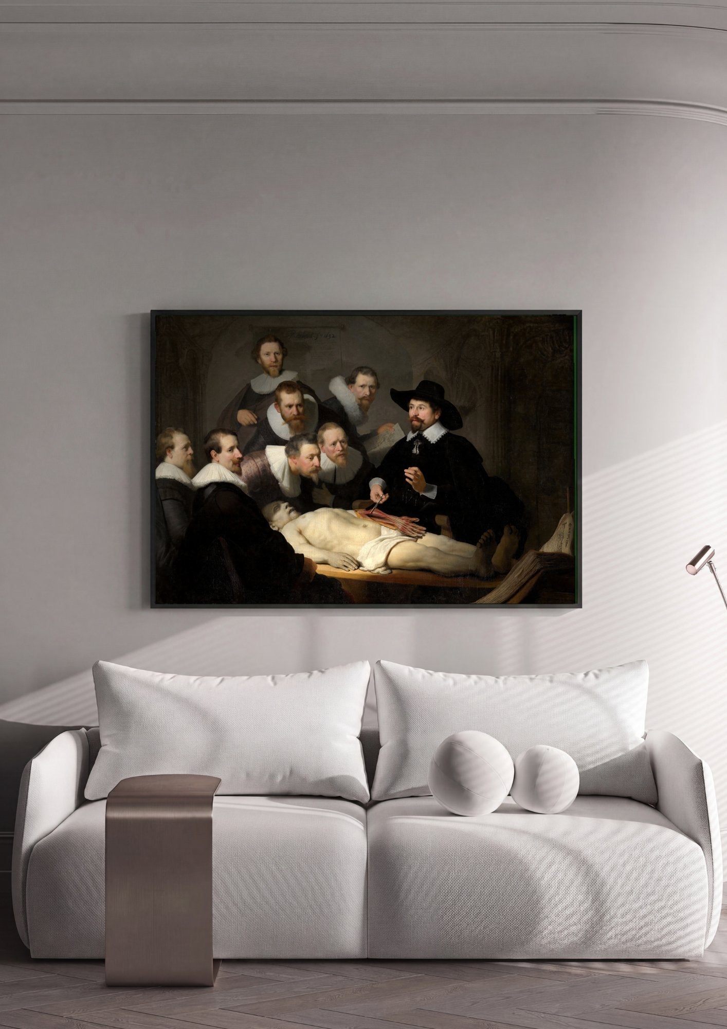 Quadro Decorativo A Lição de Anatomia do Dr. Tulp - Rembrandt em ambiente decorado