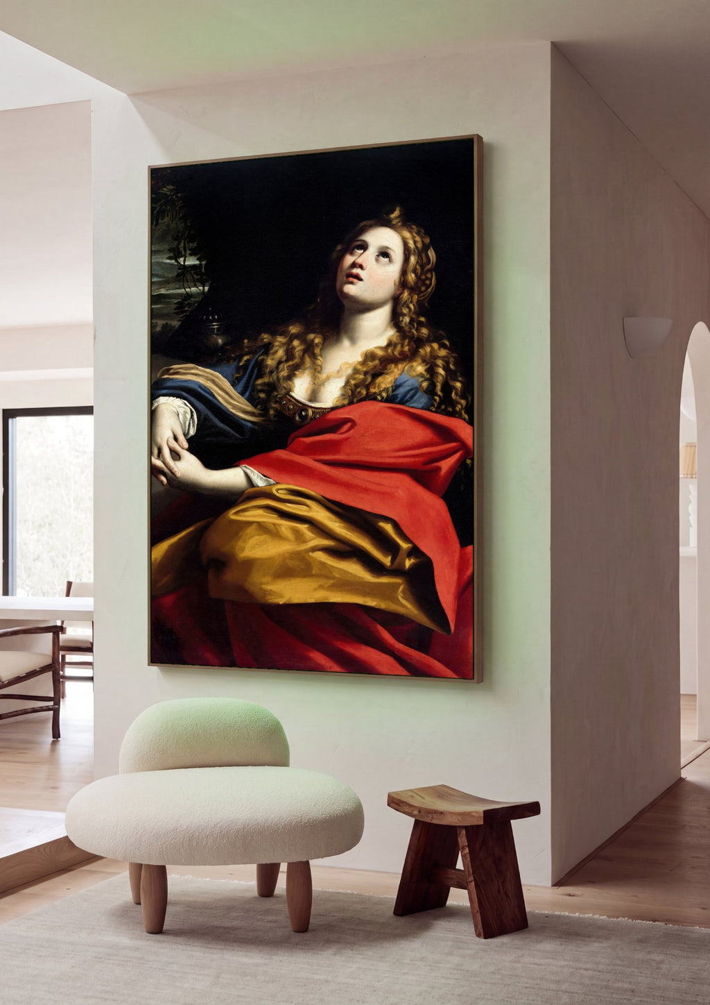 Quadro Decorativo Madalena Penitente - Domenichino em ambiente decorado