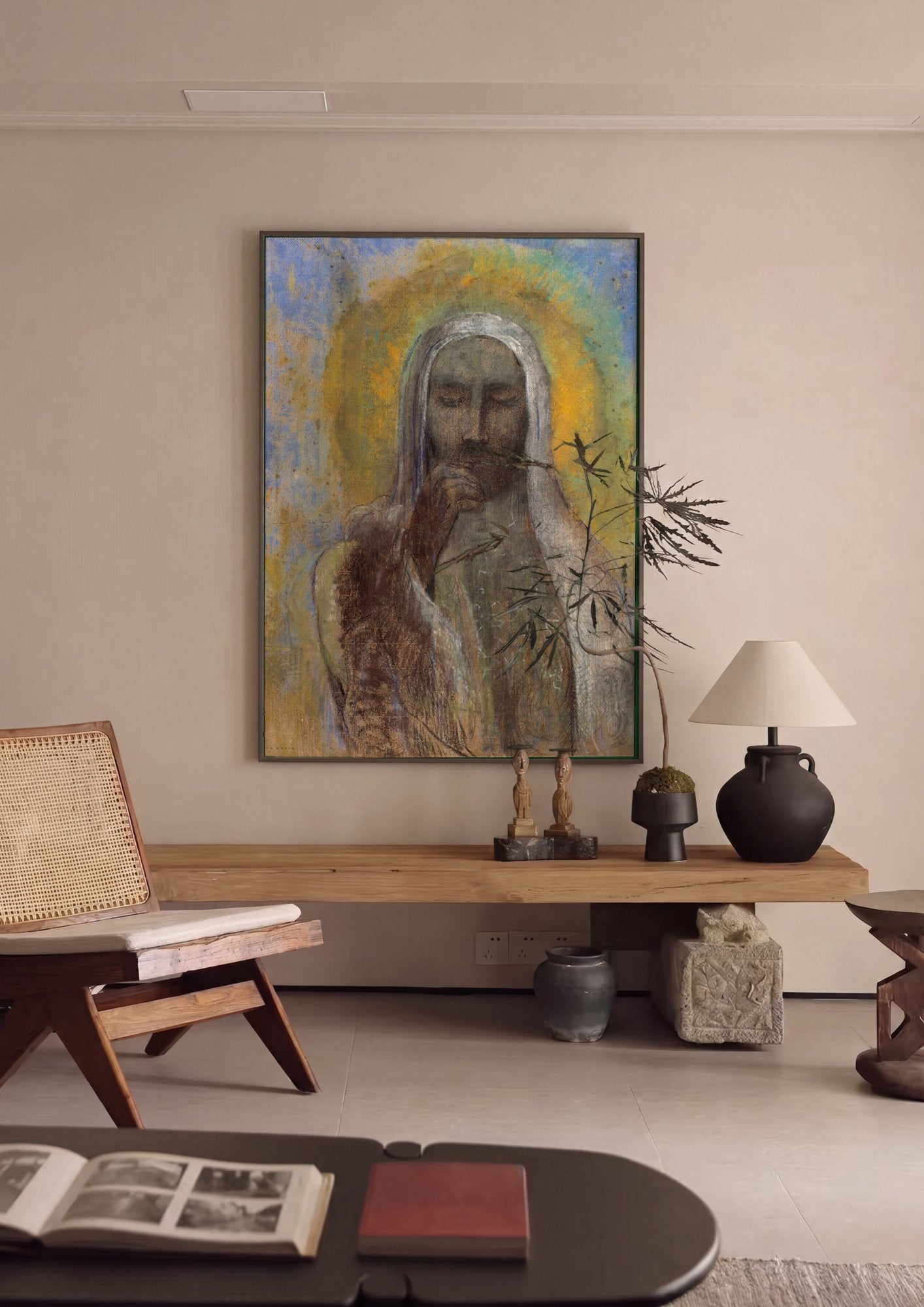 Quadro Decorativo Cristo de Odilon Redon - Odilon Redon em ambiente decorado