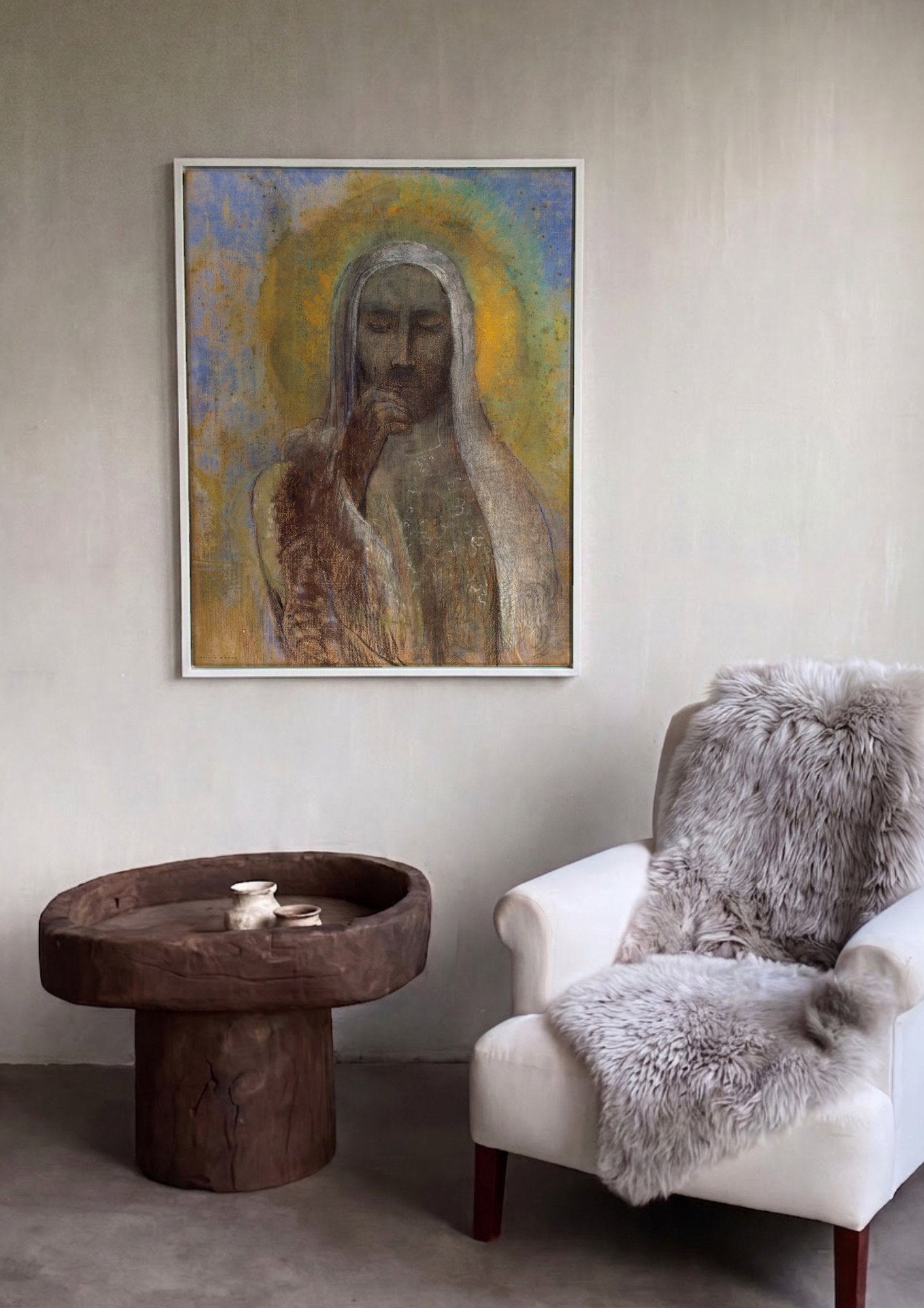 Quadro Decorativo Cristo de Odilon Redon - Odilon Redon em ambiente decorado