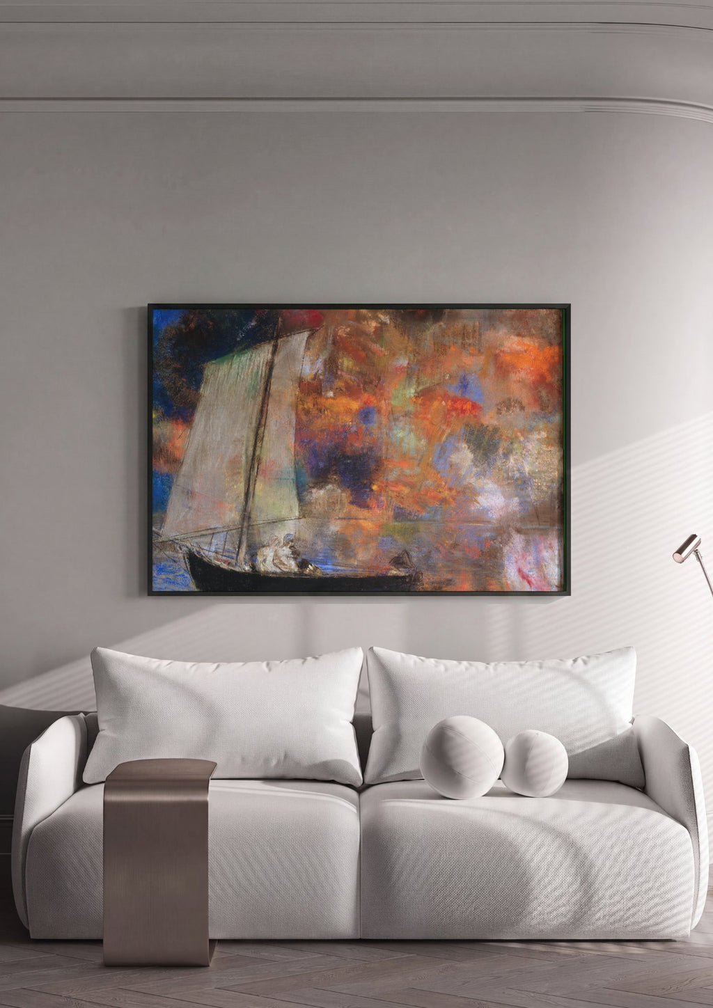 Quadro Decorativo A Barca - Odilon Redon em ambiente decorado