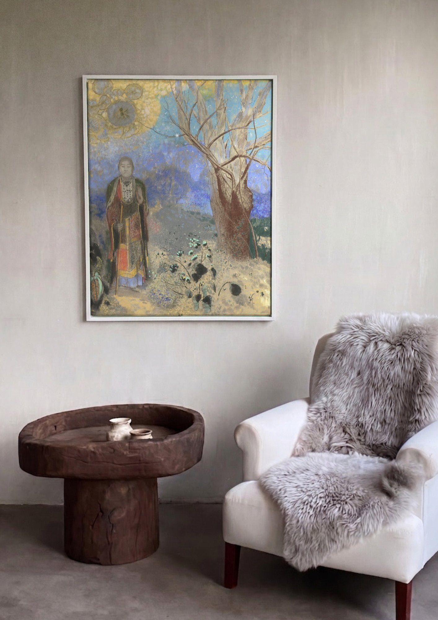 Quadro Decorativo O Buda - Odilon Redon em ambiente decorado