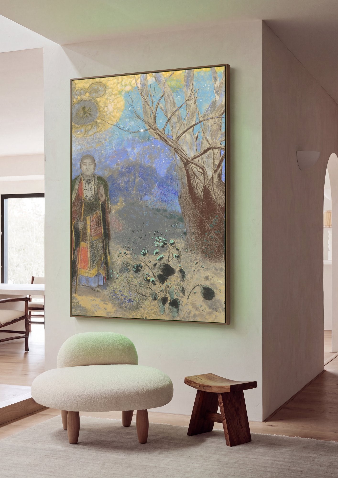 Quadro Decorativo O Buda - Odilon Redon em ambiente decorado