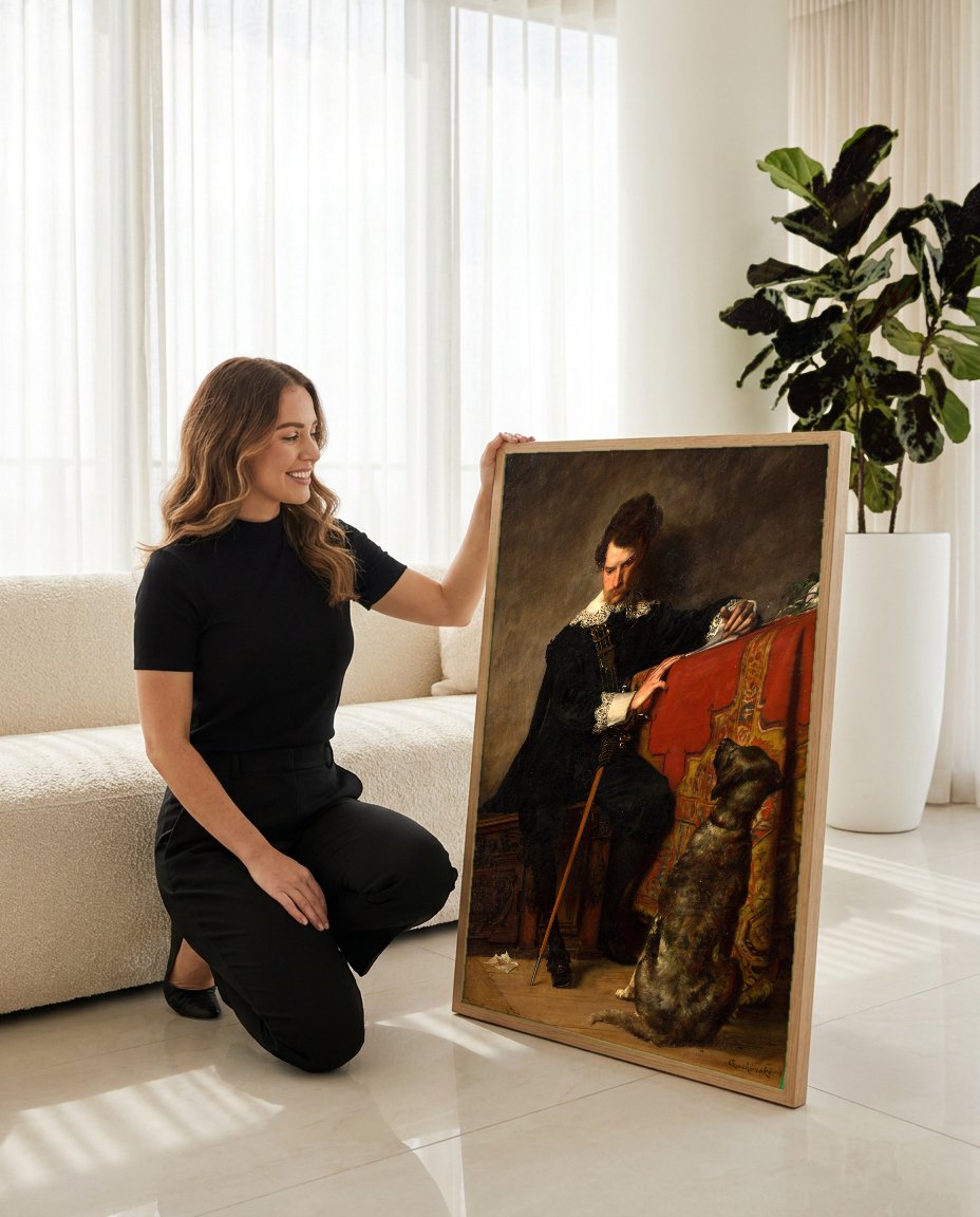 Quadro Decorativo O Poeta (ou O Pensador) - Wladyslaw Czachórski com modelo em ambiente