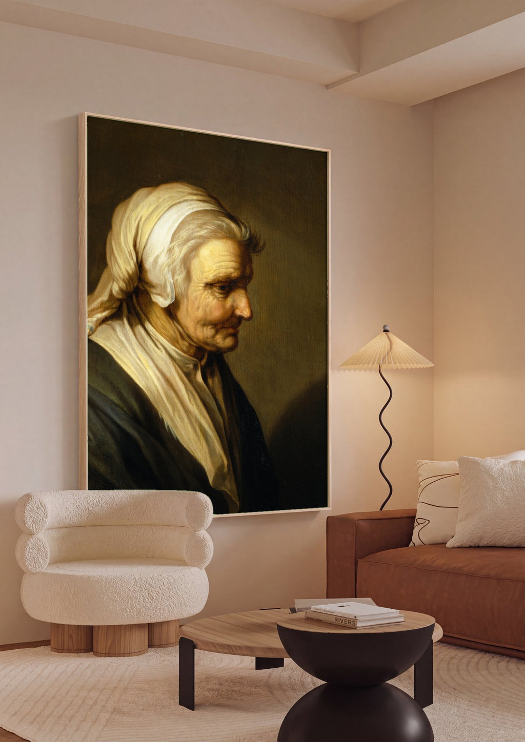 Quadro Decorativo Retrato de Mulher Idosa - Abraham Bloemaert em ambiente decorado